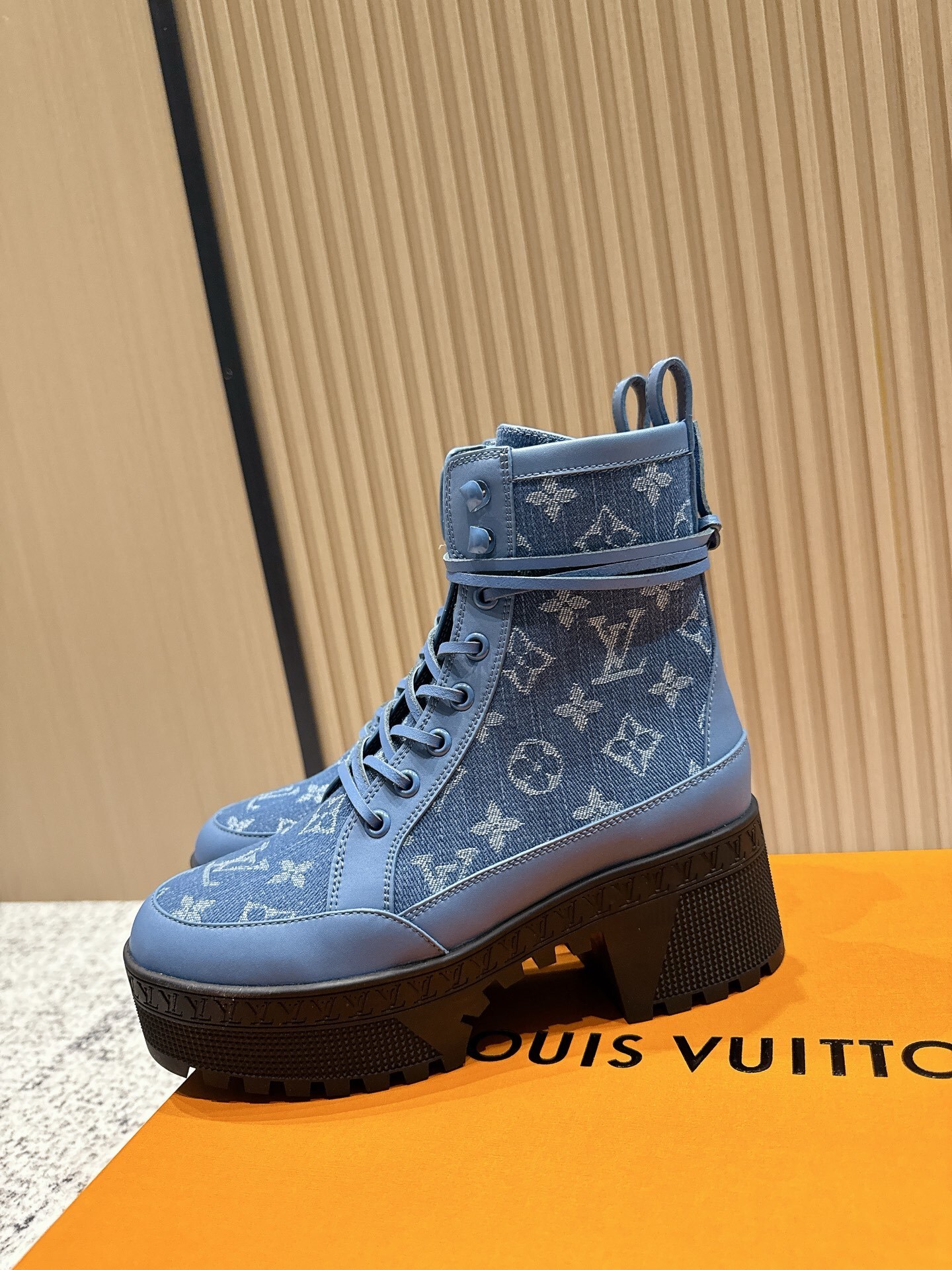 Louis Vuitton Monogram Denim Star Trail Ankle Boots - Blue