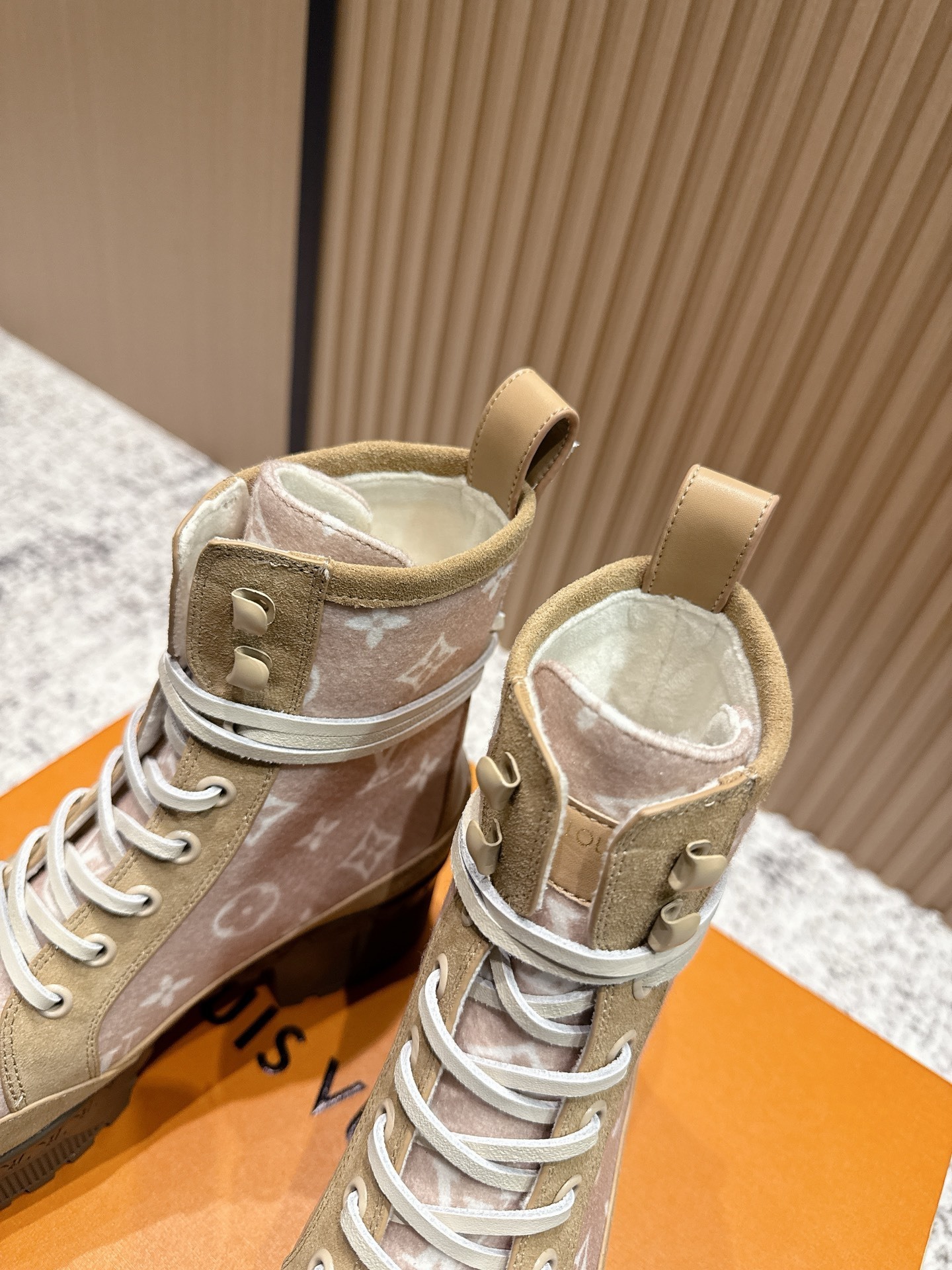 Louis Vuitton Monogram Suede Platform Ankle Boots