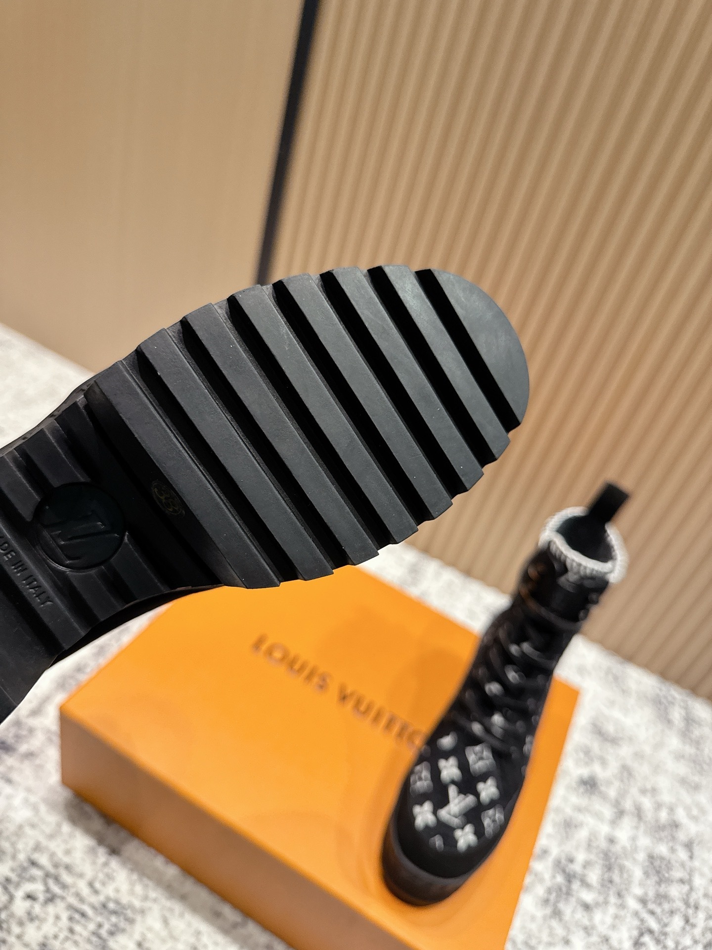 Louis Vuitton Black Monogram Jacquard Lace-Up Ankle Boots