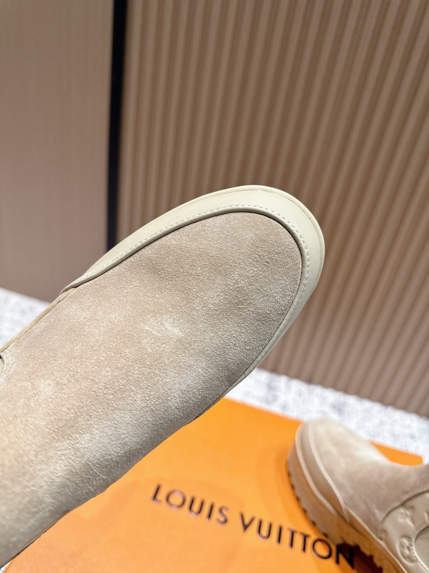 Louis Vuitton Beige Monogram Suede Platform Ankle Boots