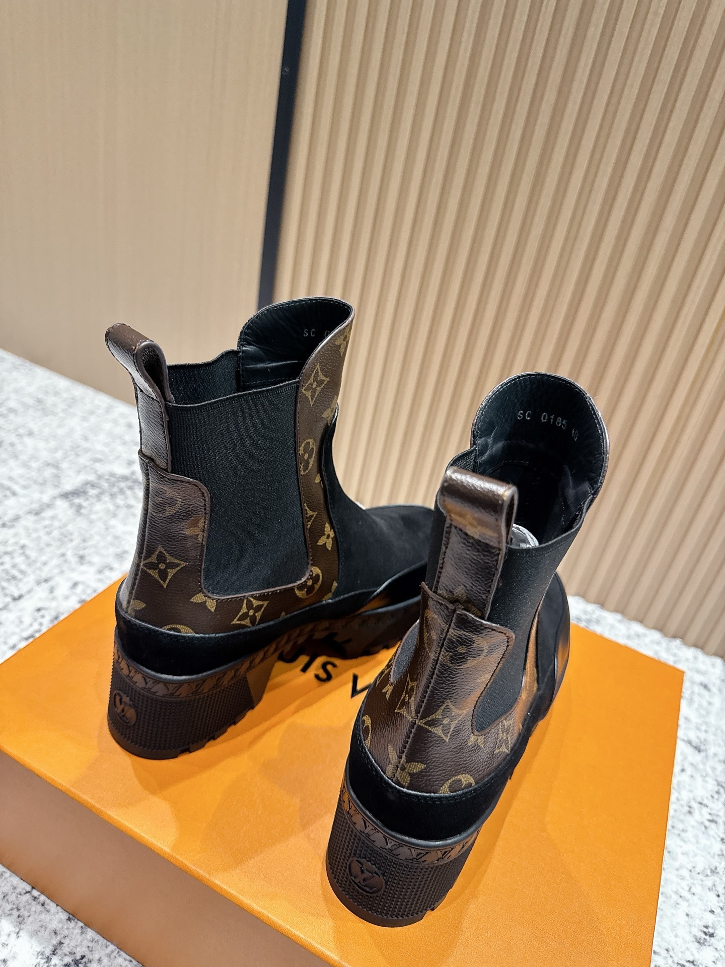 Louis Vuitton Monogram Suede Platform Ankle Boots for Women