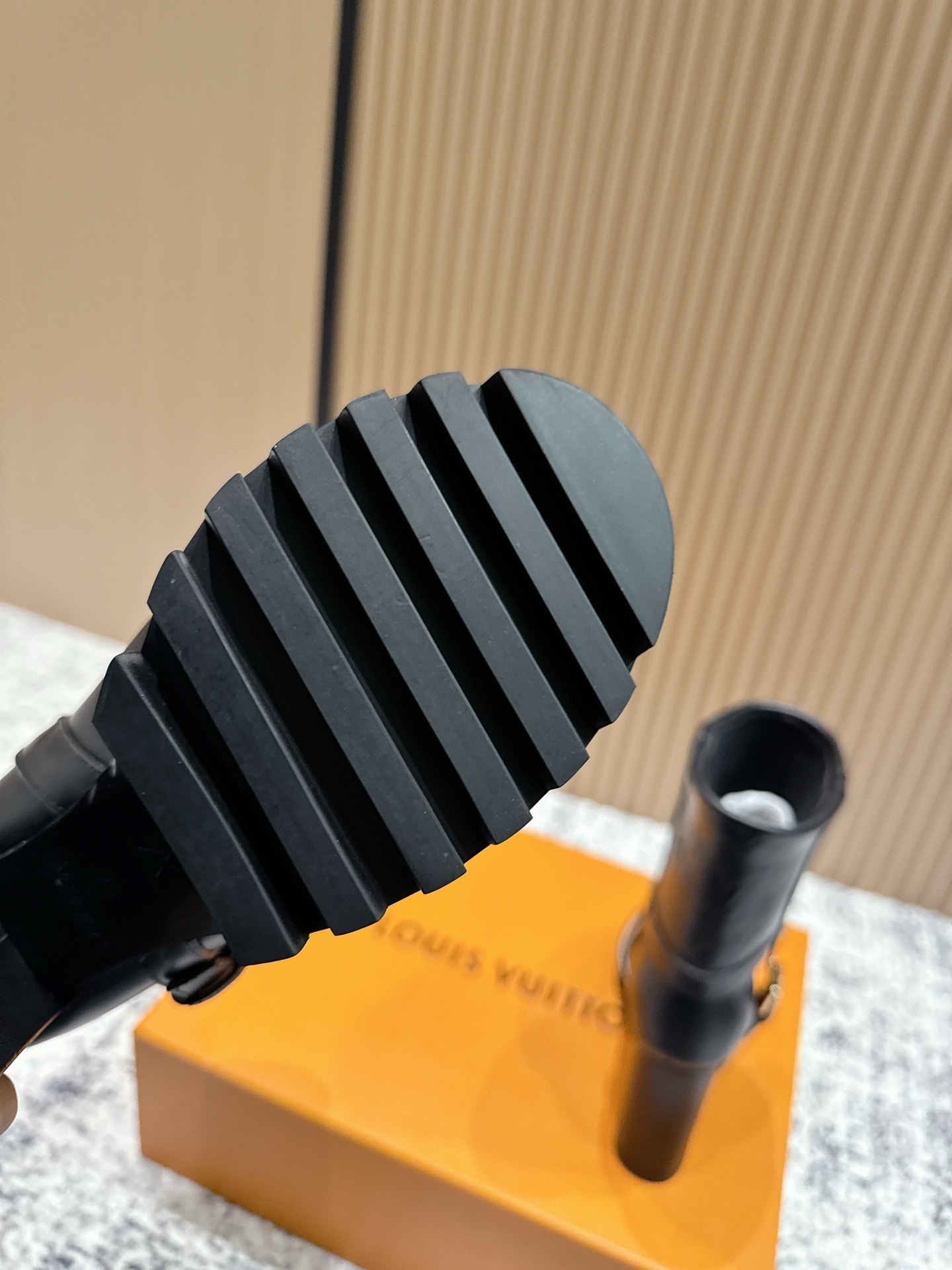 Louis Vuitton Women's Black Leather Monogram Chunky Heel Ankle Boots