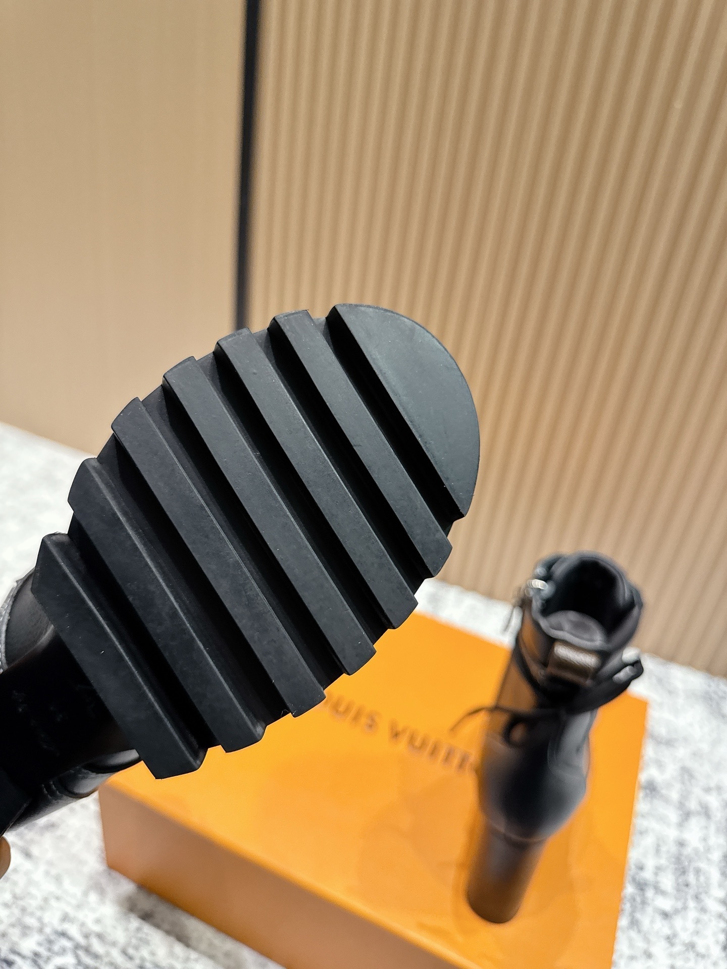 Louis Vuitton Black Grained Leather Lace-Up Ankle Boots