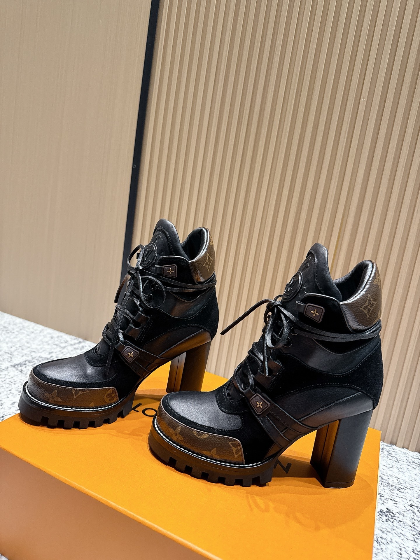 Louis Vuitton Star Trail Ankle Boots - Black Leather High Heels
