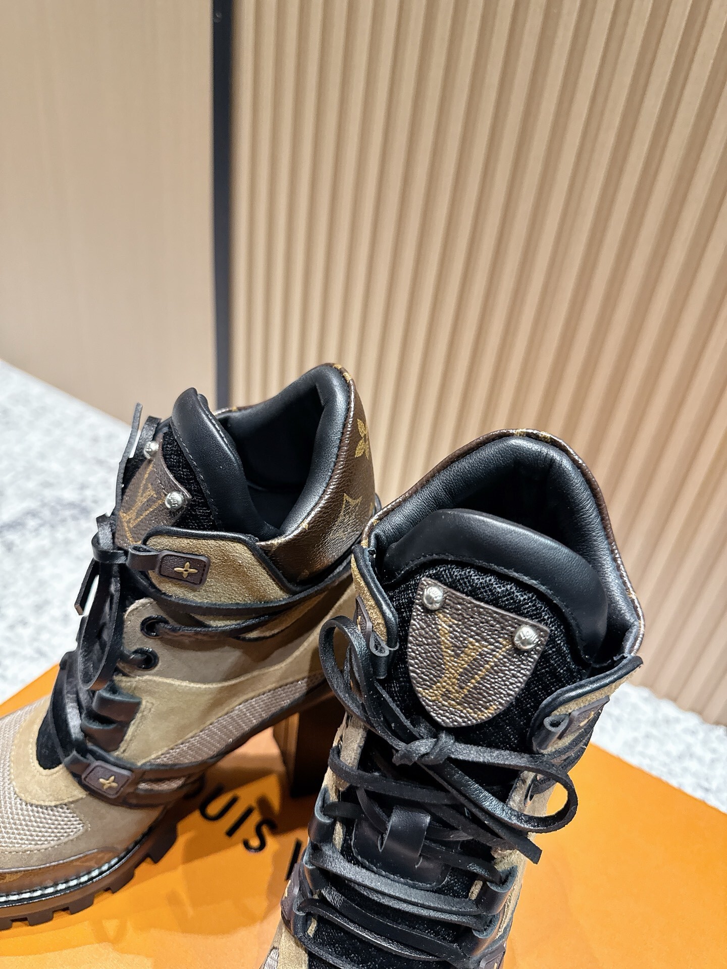 Luxury Monogram Lace-Up High Heel Ankle Boots for Women