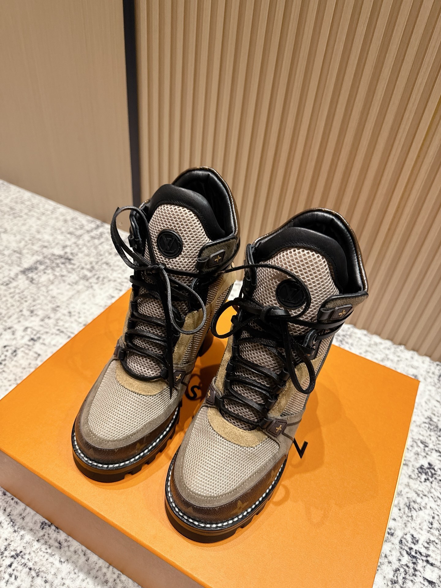 Louis Vuitton Star Trail Mesh & Monogram Ankle Boots