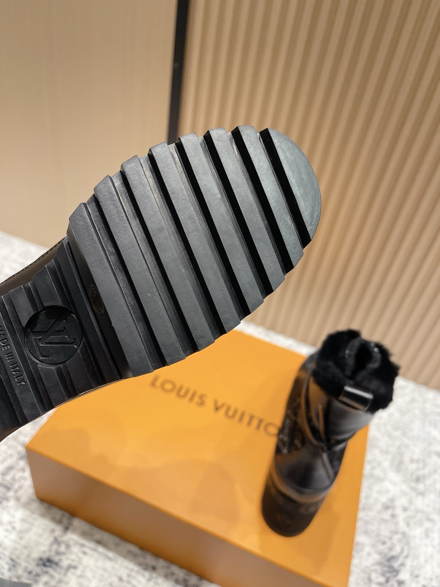 Louis Vuitton Black Monogram Fur-Lined Winter Ranger Ankle Boots