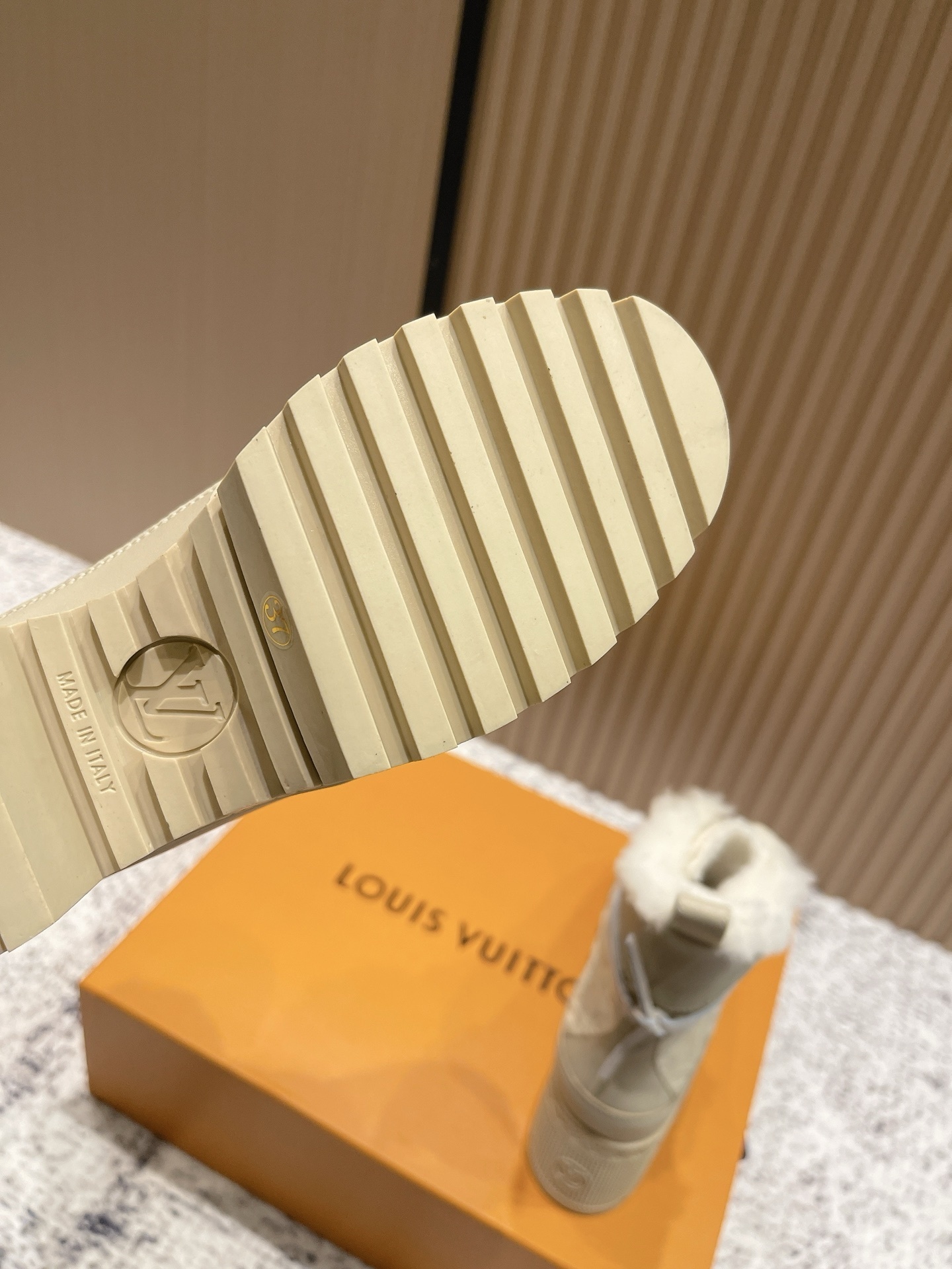 Luxury Quilted Fur-Lined Winter Boots - Beige Designer Lace-Up Boots