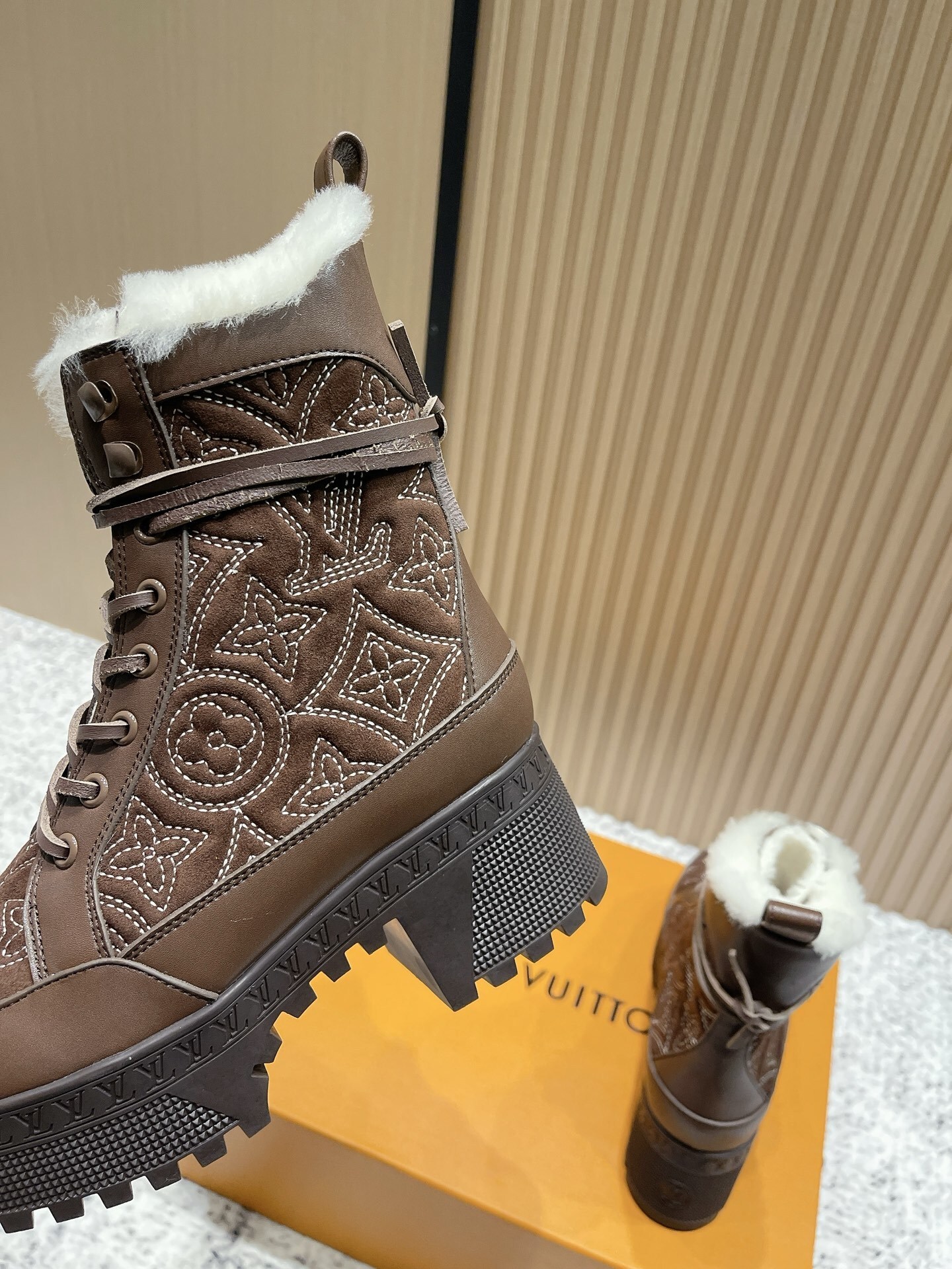 Louis Vuitton Women's Shearling-Lined Platform Winter Boots