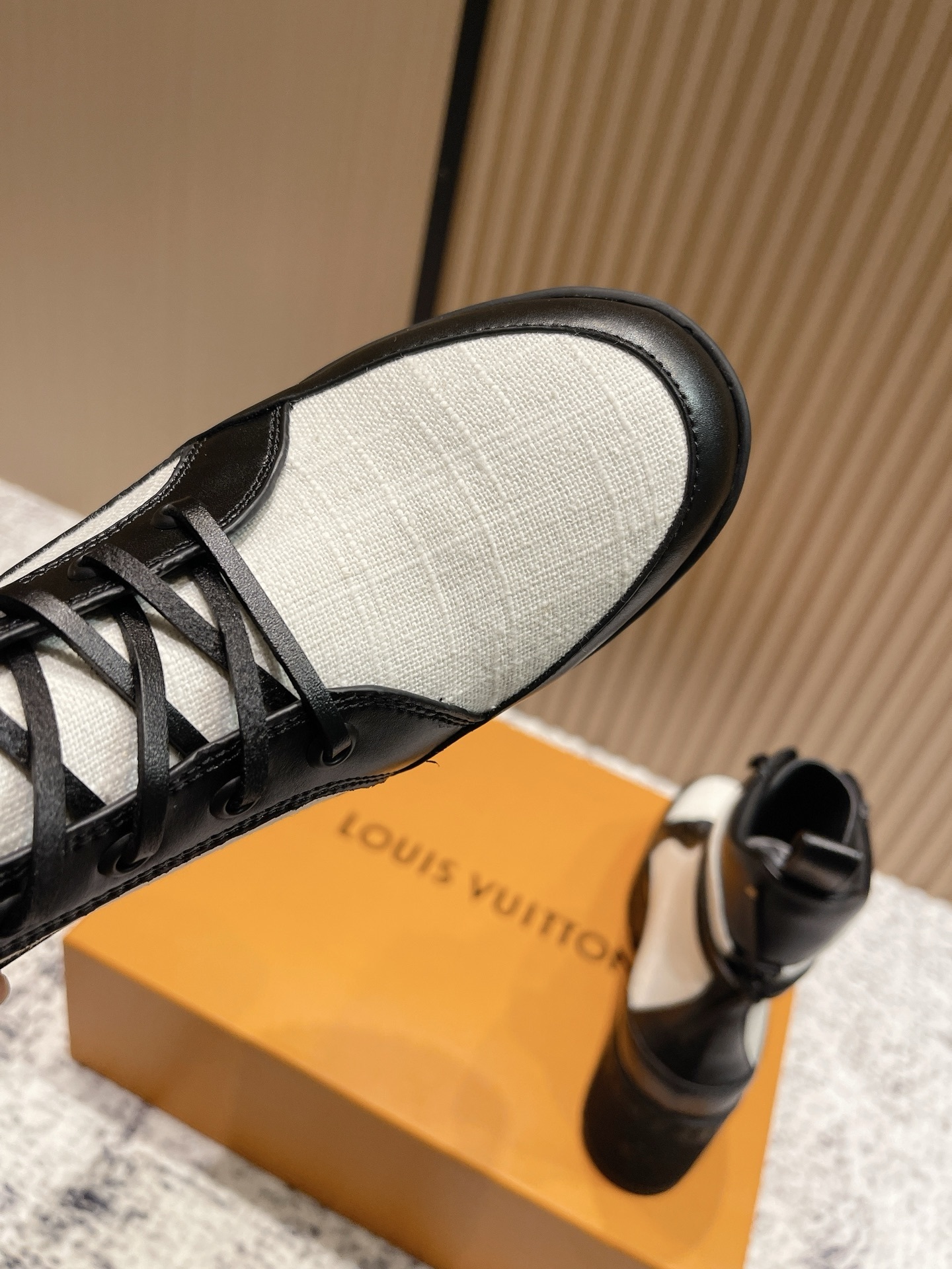 Louis Vuitton Metropolis Ranger Boots Black & White Leather Canvas