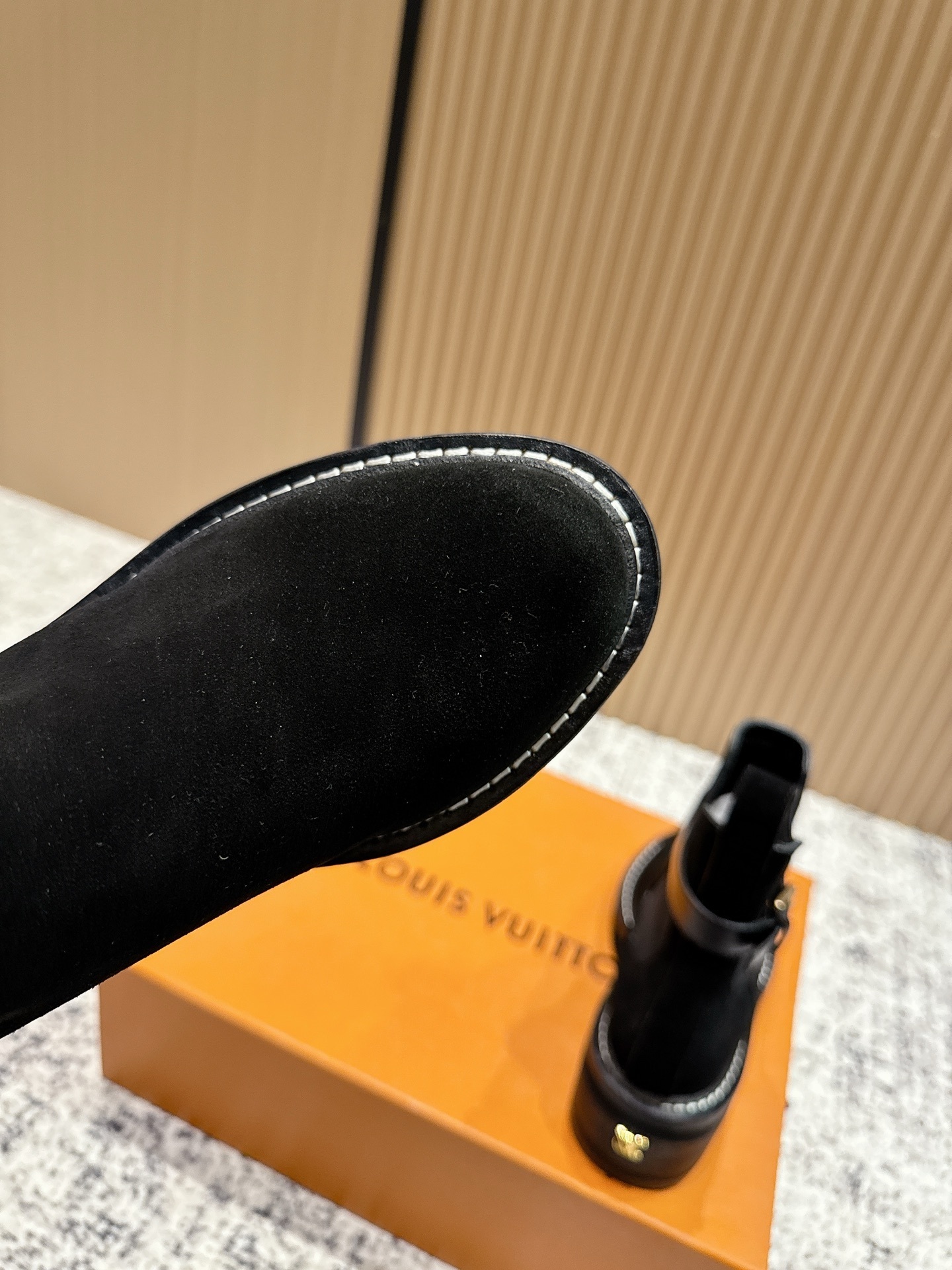 Louis Vuitton Women's Black Suede Chelsea Ankle Boots