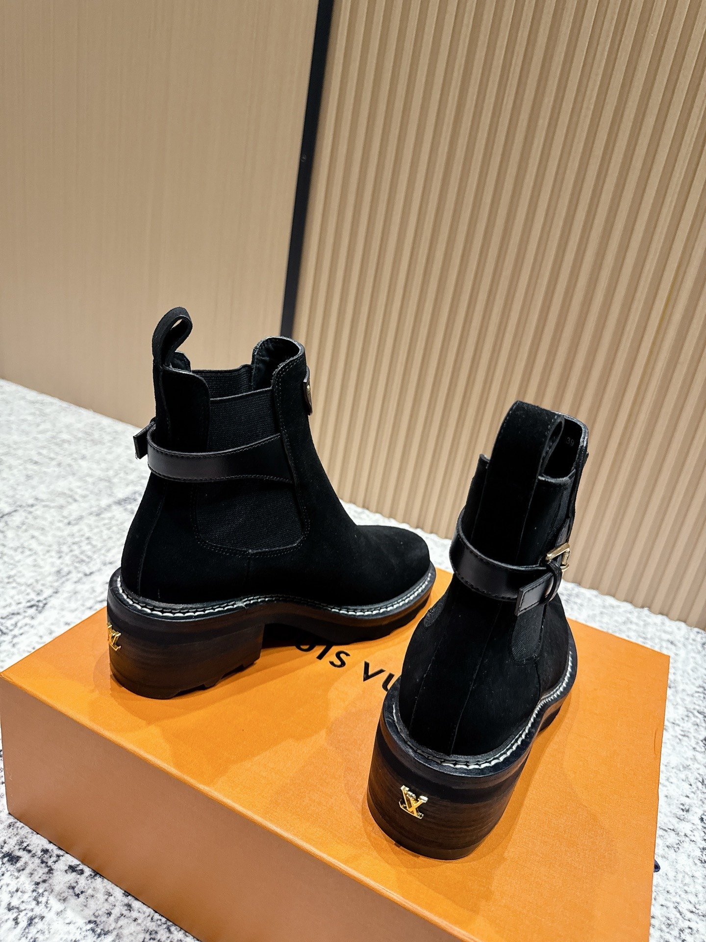 Louis Vuitton Women's Black Suede Chelsea Ankle Boots