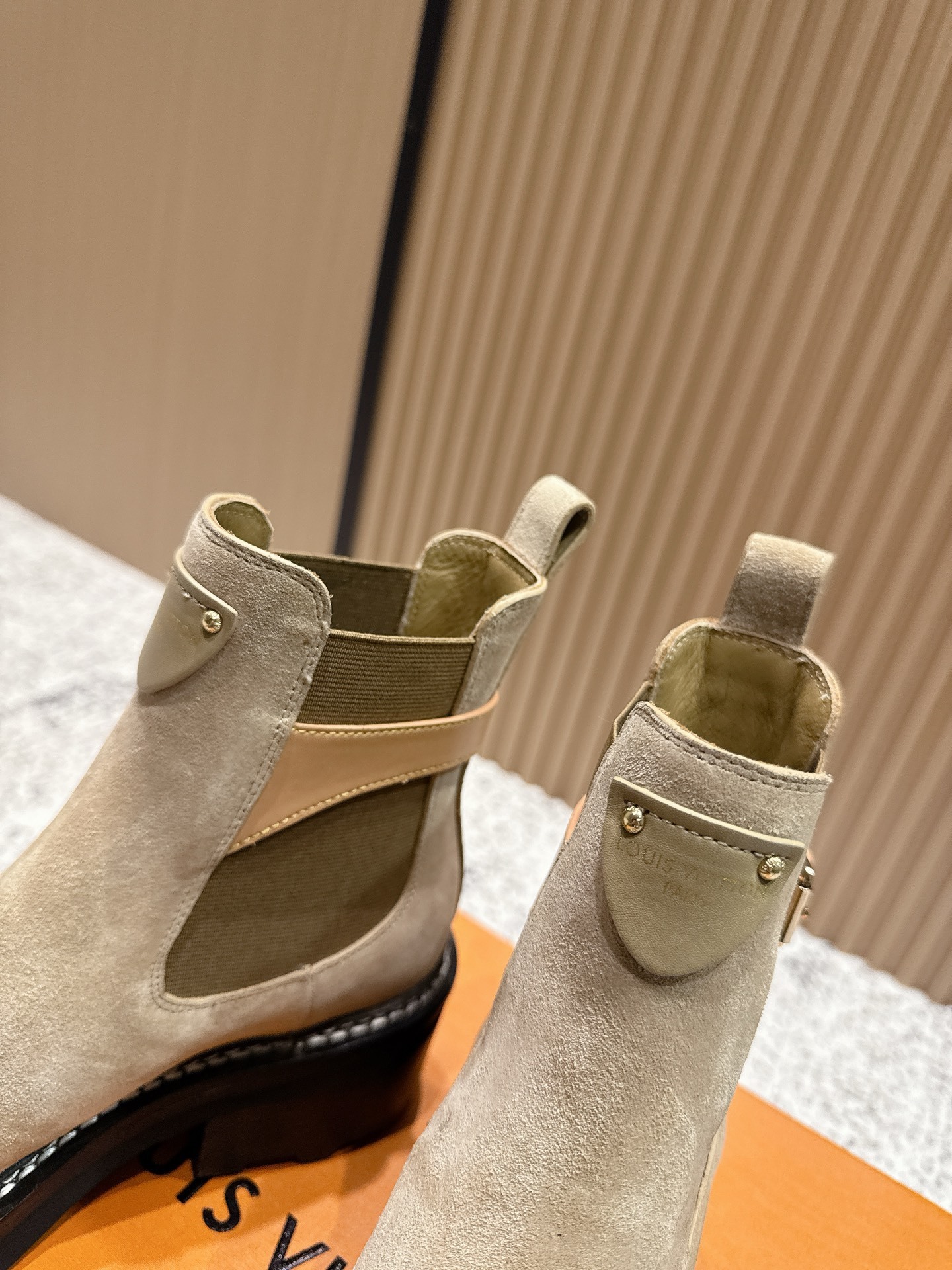 Louis Vuitton Territory Beige Suede Chelsea Ankle Boots