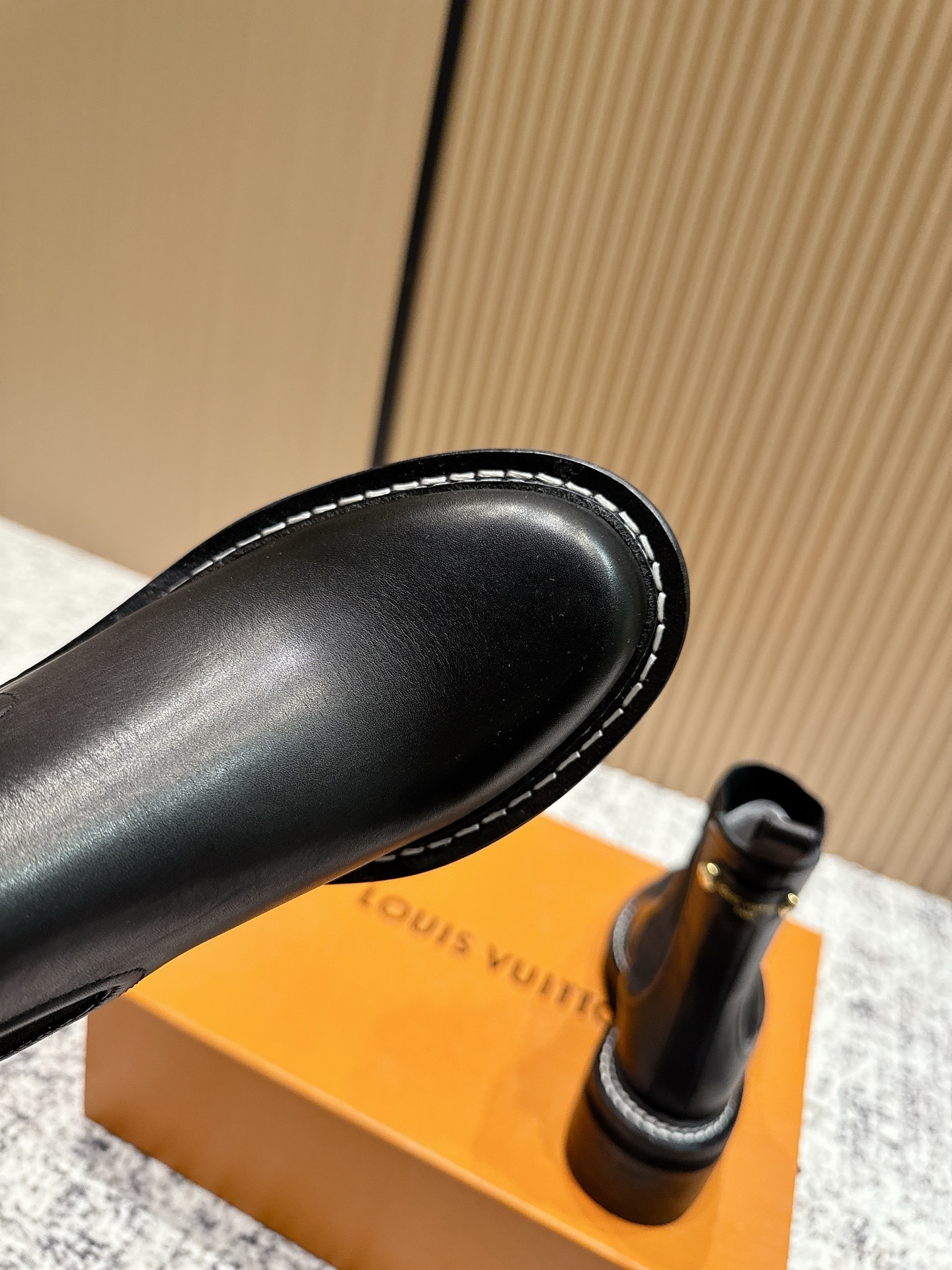 Women's Black Leather Ankle Boots with Contrast Stitching