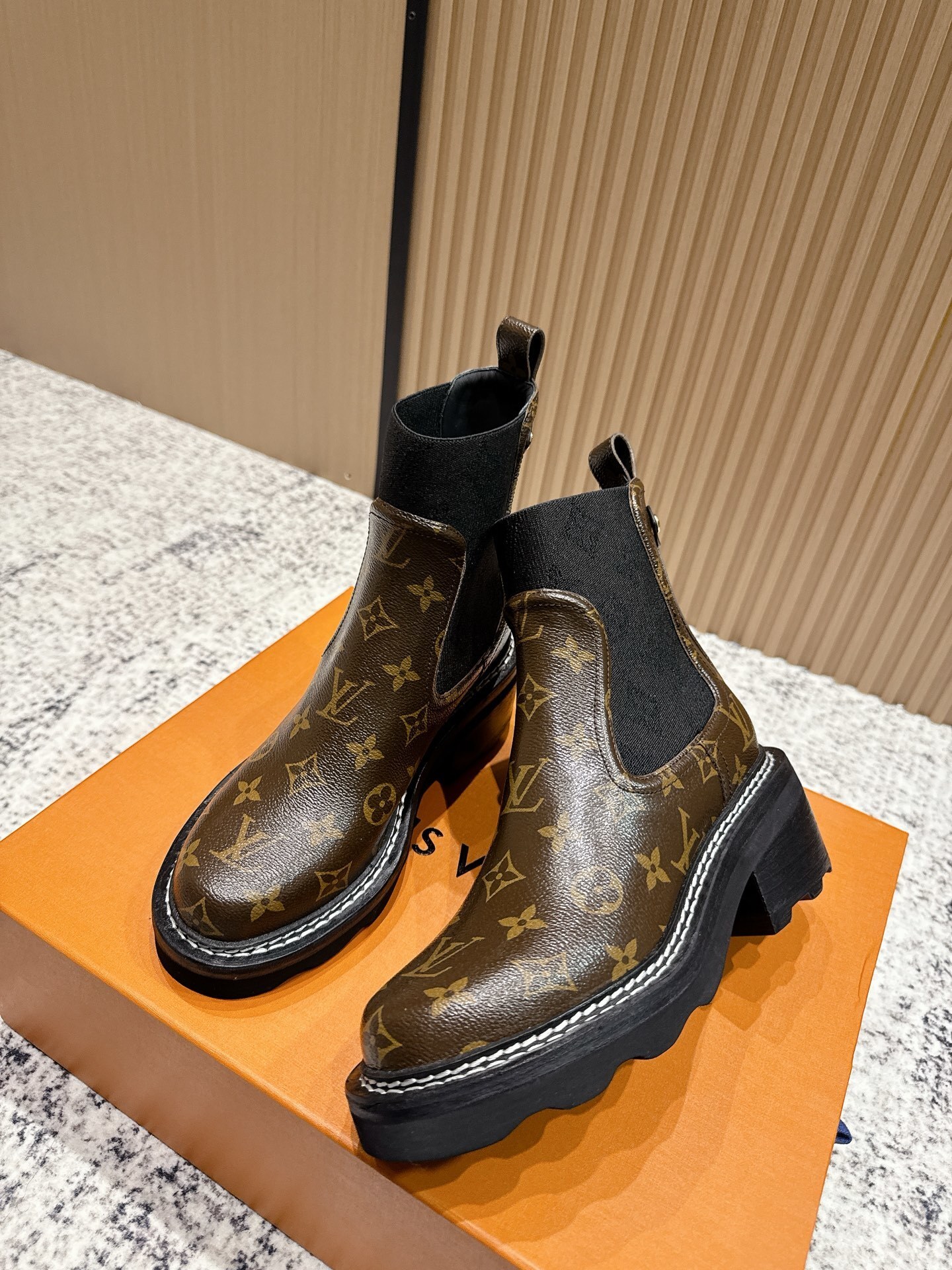 LV Monogram Canvas Ankle Boots - Luxury Women's Chelsea Boots