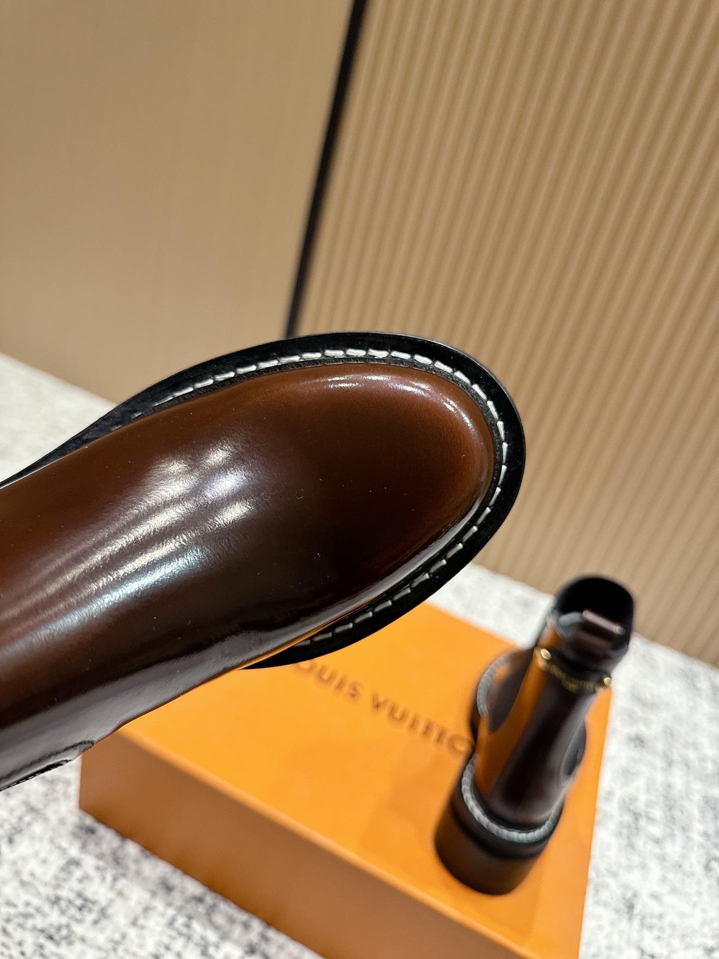 Women's Designer Brown Glossy Leather Chelsea Ankle Boots