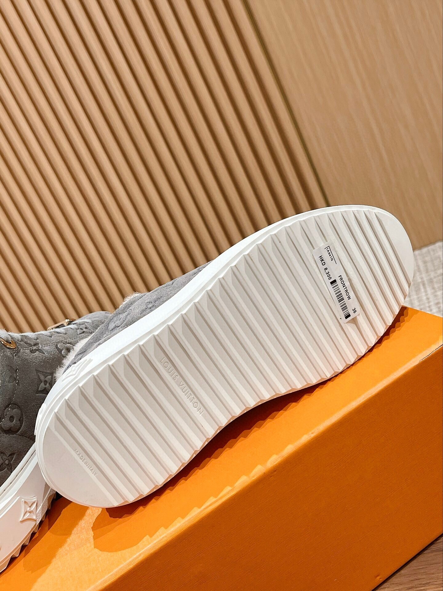 Louis Vuitton Monogram Grey Suede Fur-Lined Sneakers