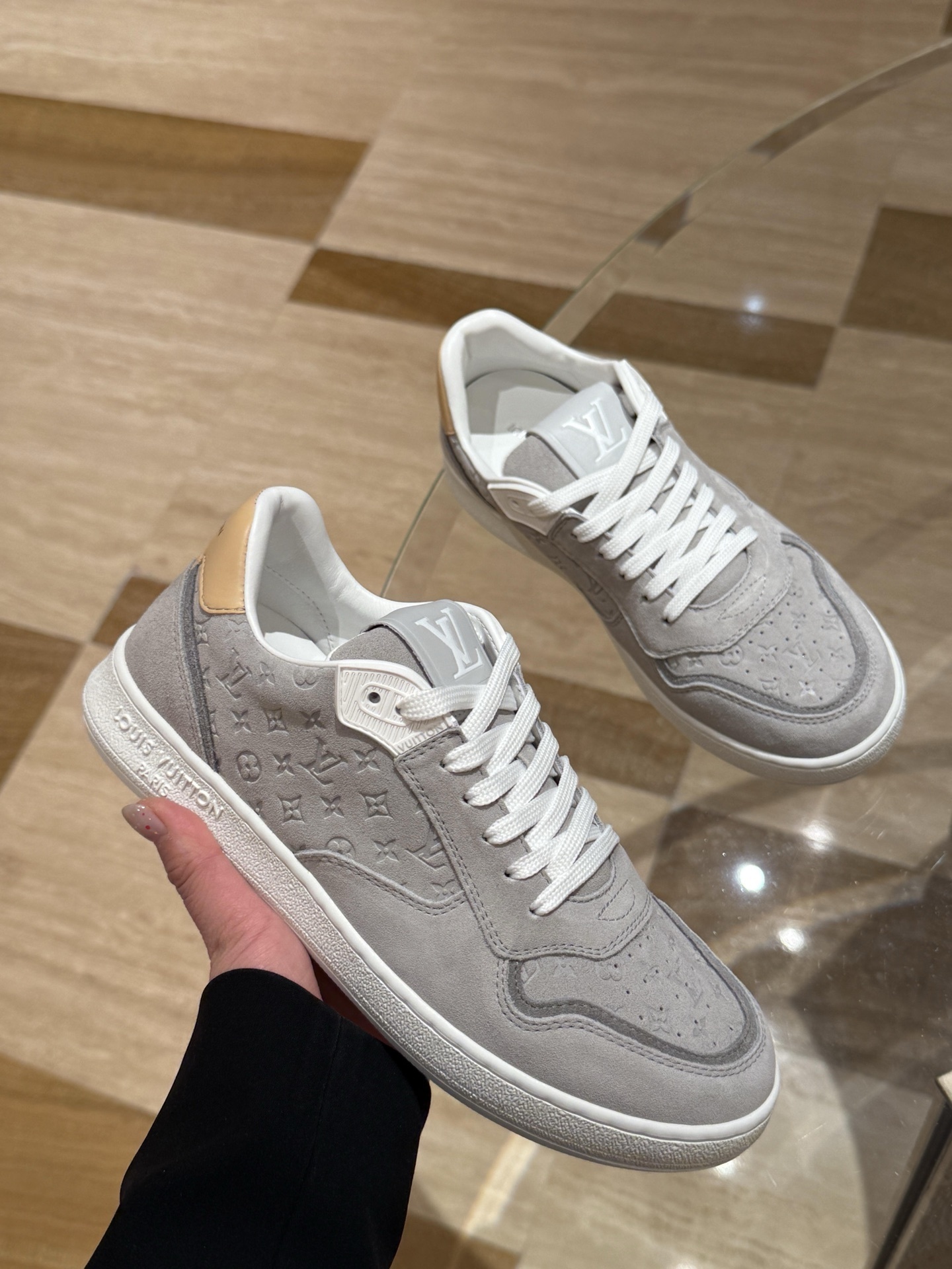 Louis Vuitton Monogram Suede Sneakers - Luxury Beige Trainers