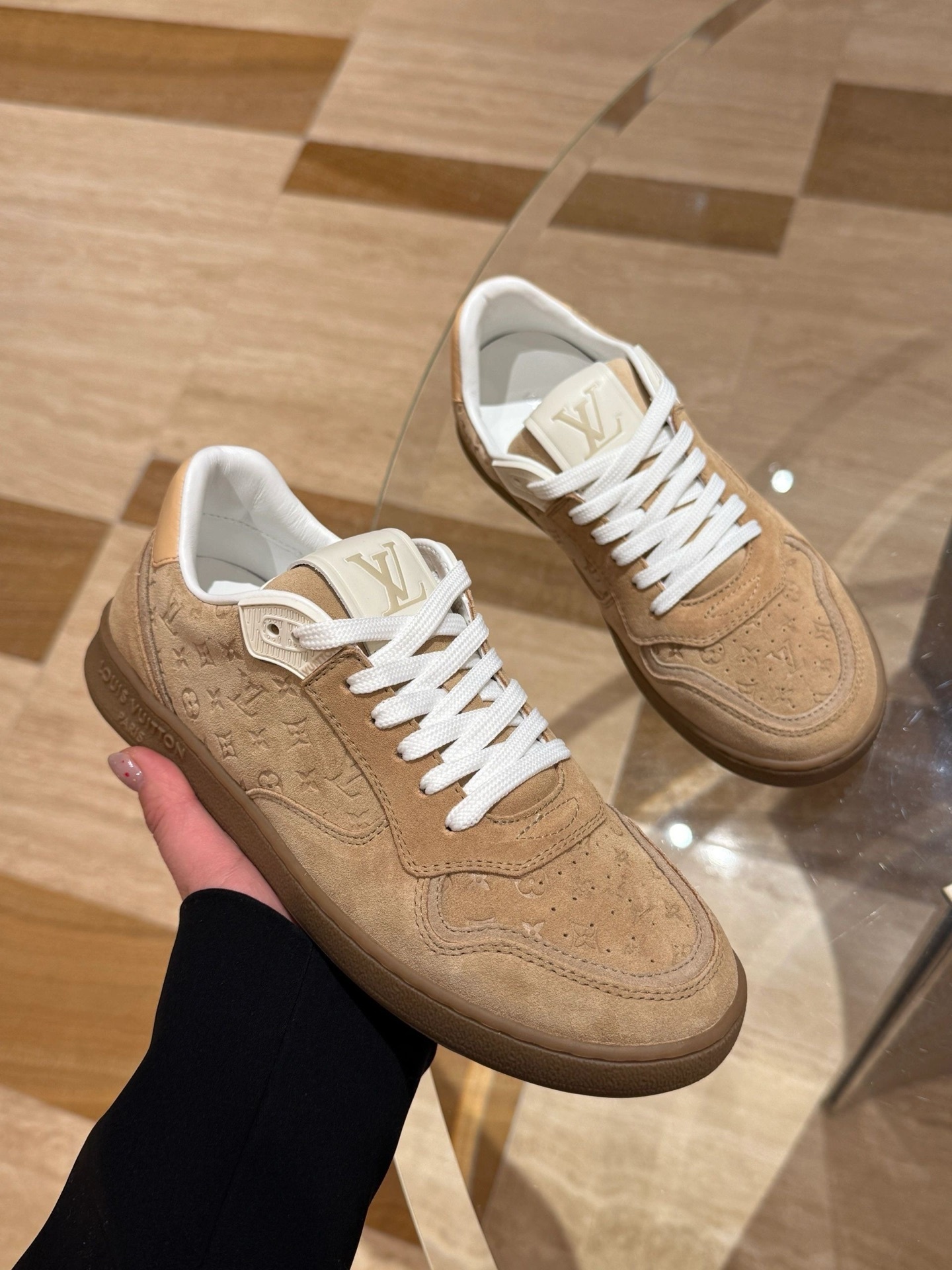 Louis Vuitton Monogram Suede Sneakers - Luxury Beige Trainers