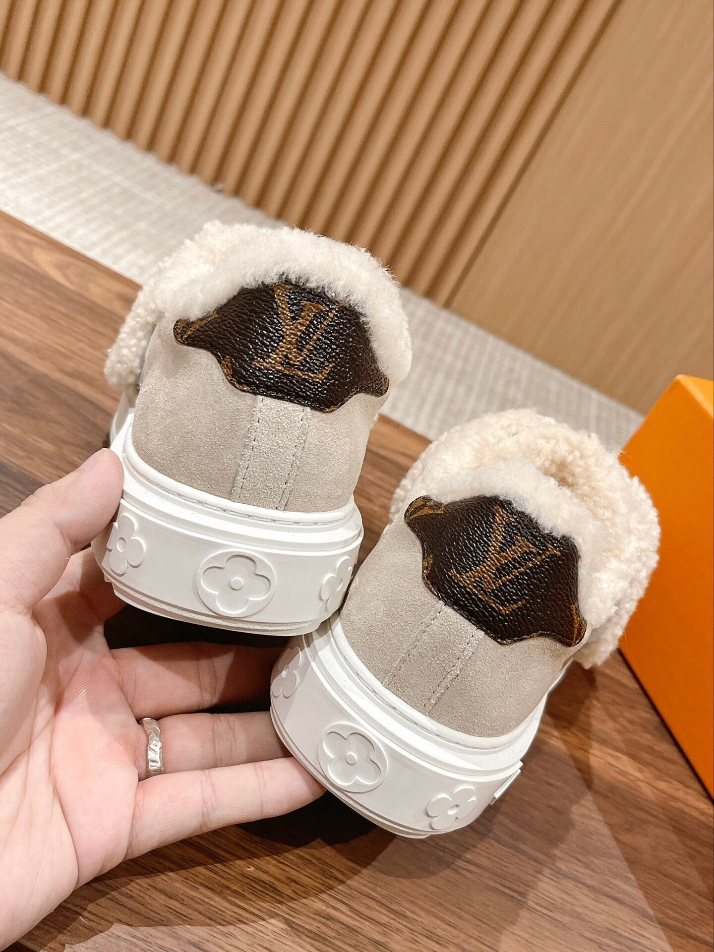 Luxury Monogram Shearling Platform Sneakers - Cozy Winter Fashion