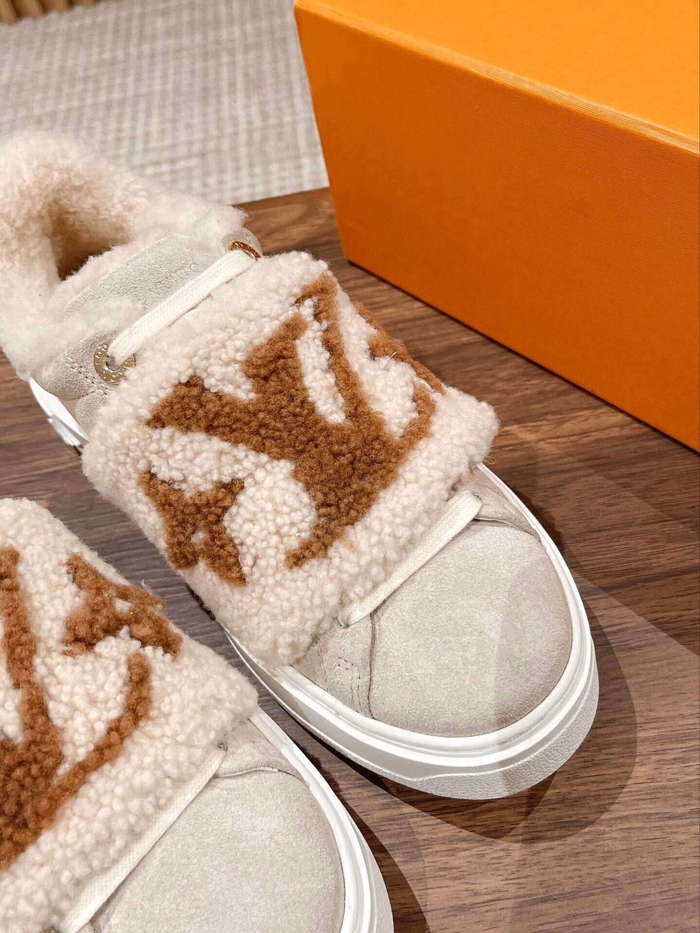 Luxury Monogram Shearling Platform Sneakers - Cozy Winter Fashion
