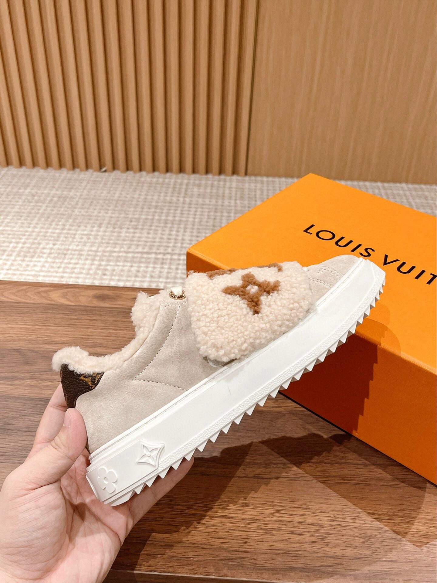 Luxury Monogram Shearling Platform Sneakers - Cozy Winter Fashion