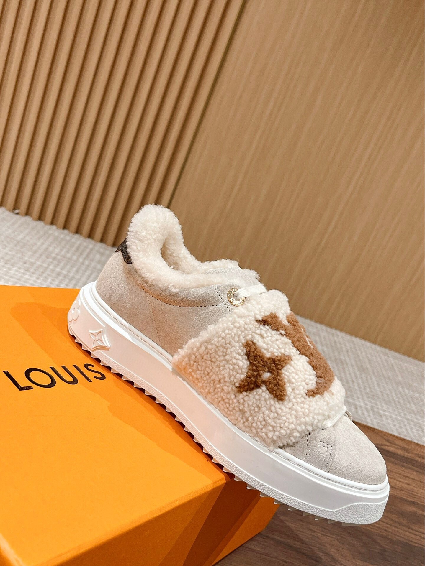 Luxury Monogram Shearling Platform Sneakers - Cozy Winter Fashion