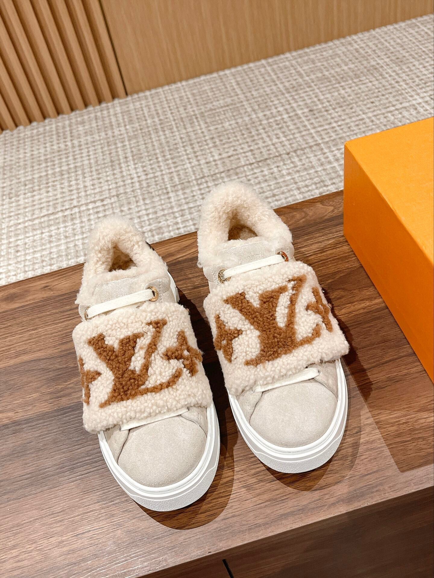 Luxury Monogram Shearling Platform Sneakers – Cozy Winter Fashion