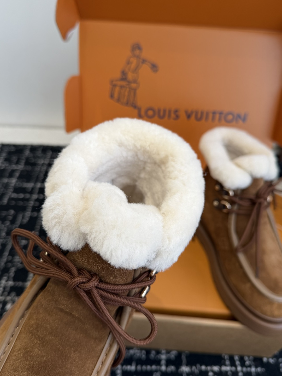 Louis Vuitton Women's Brown Suede Shearling-Lined Ankle Boots