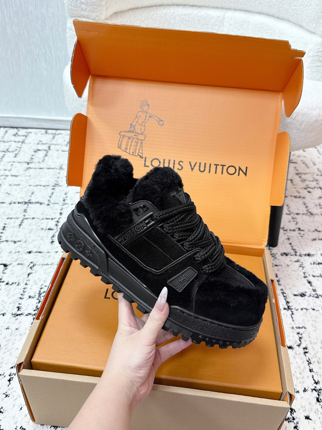 Louis Vuitton LV Skate Sneaker Black Shearling Edition