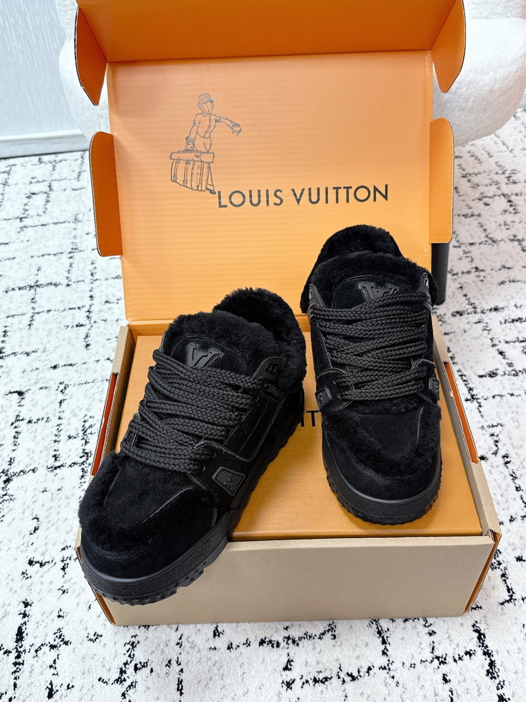 Louis Vuitton LV Skate Sneaker Black Shearling Edition