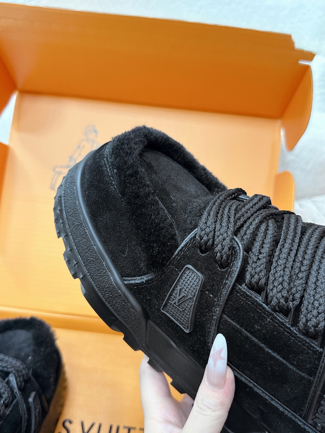 Louis Vuitton LV Skate Sneaker Black Suede and Shearling Luxury Shoes