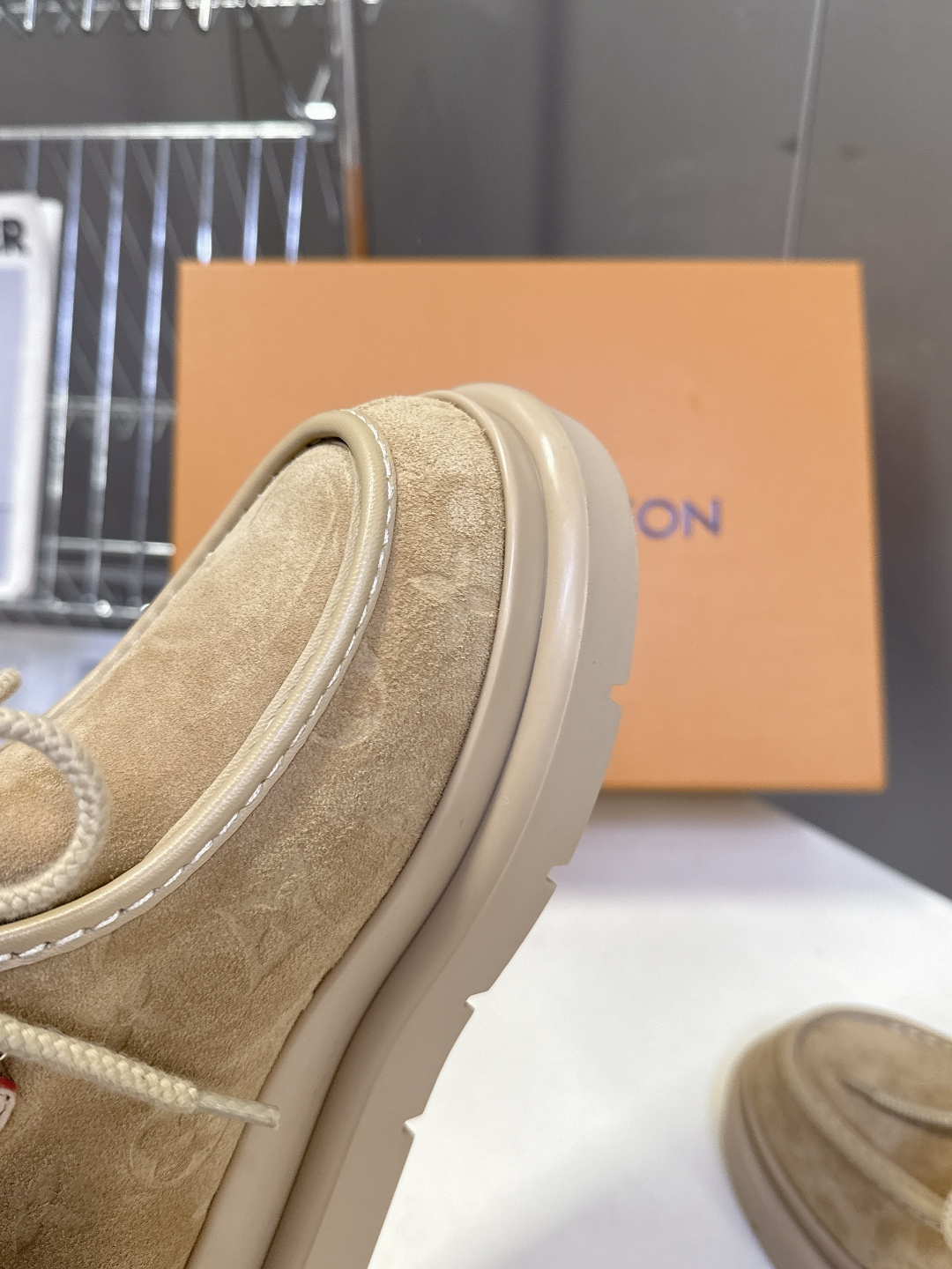 Women's Luxury Beige Suede Shearling Platform Winter Ankle Boots