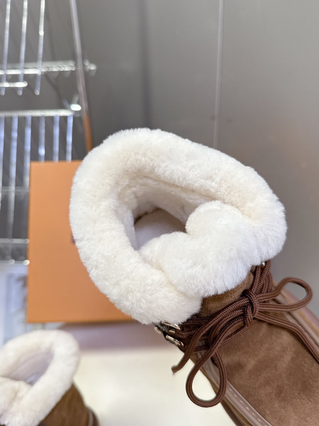 Louis Vuitton Women's Brown Suede Shearling Monogram Winter Boots