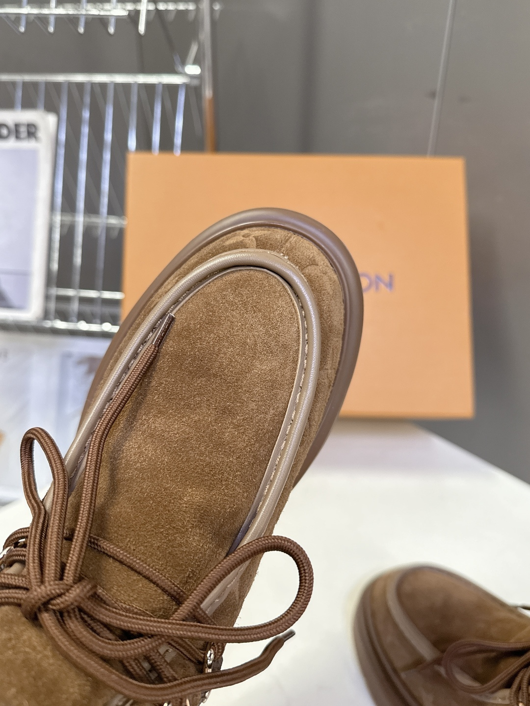 Louis Vuitton Women's Brown Suede Shearling Monogram Winter Boots