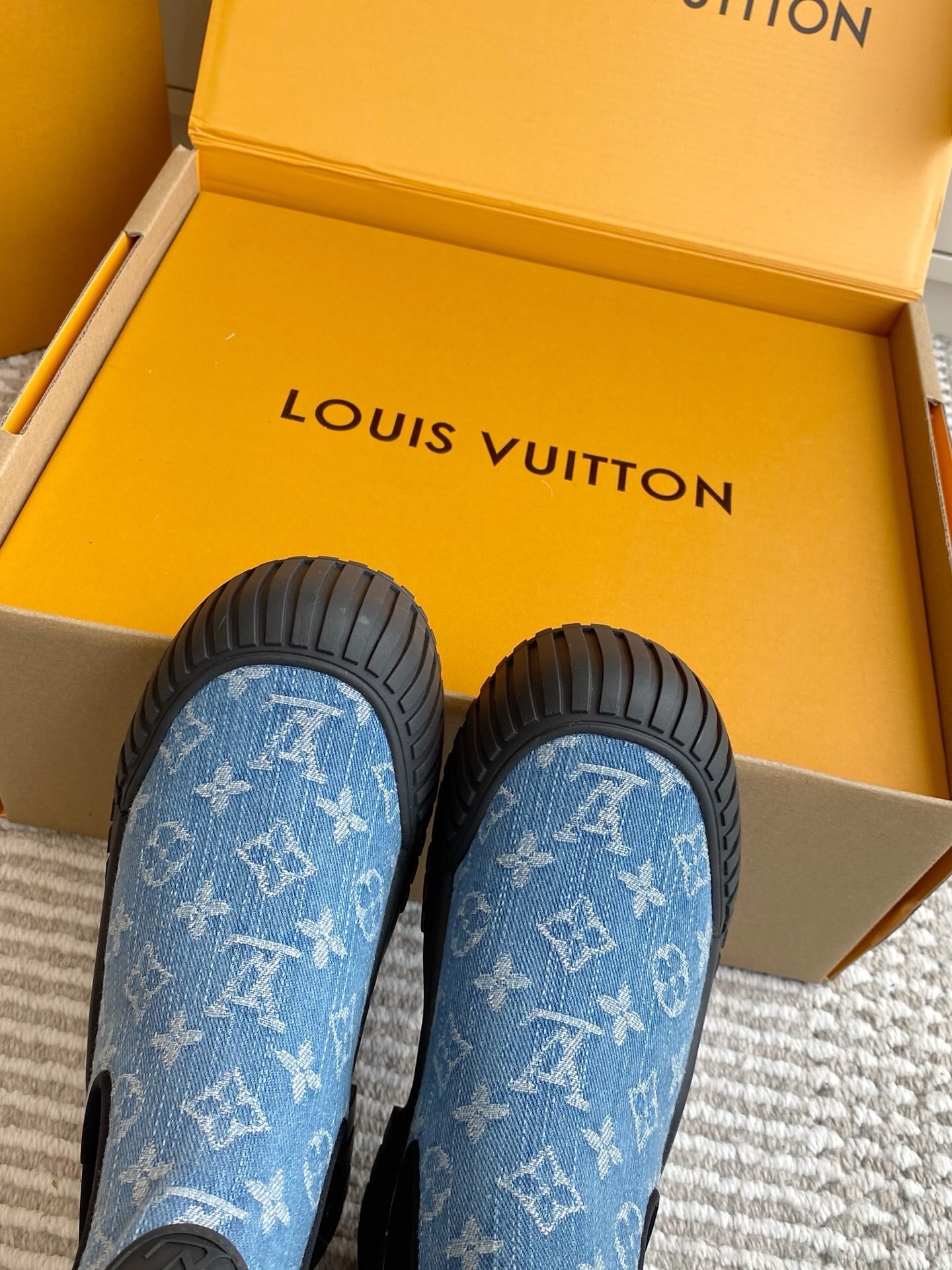 Louis Vuitton Blue Monogram Denim Ankle Boots - Luxury Rain Shoes