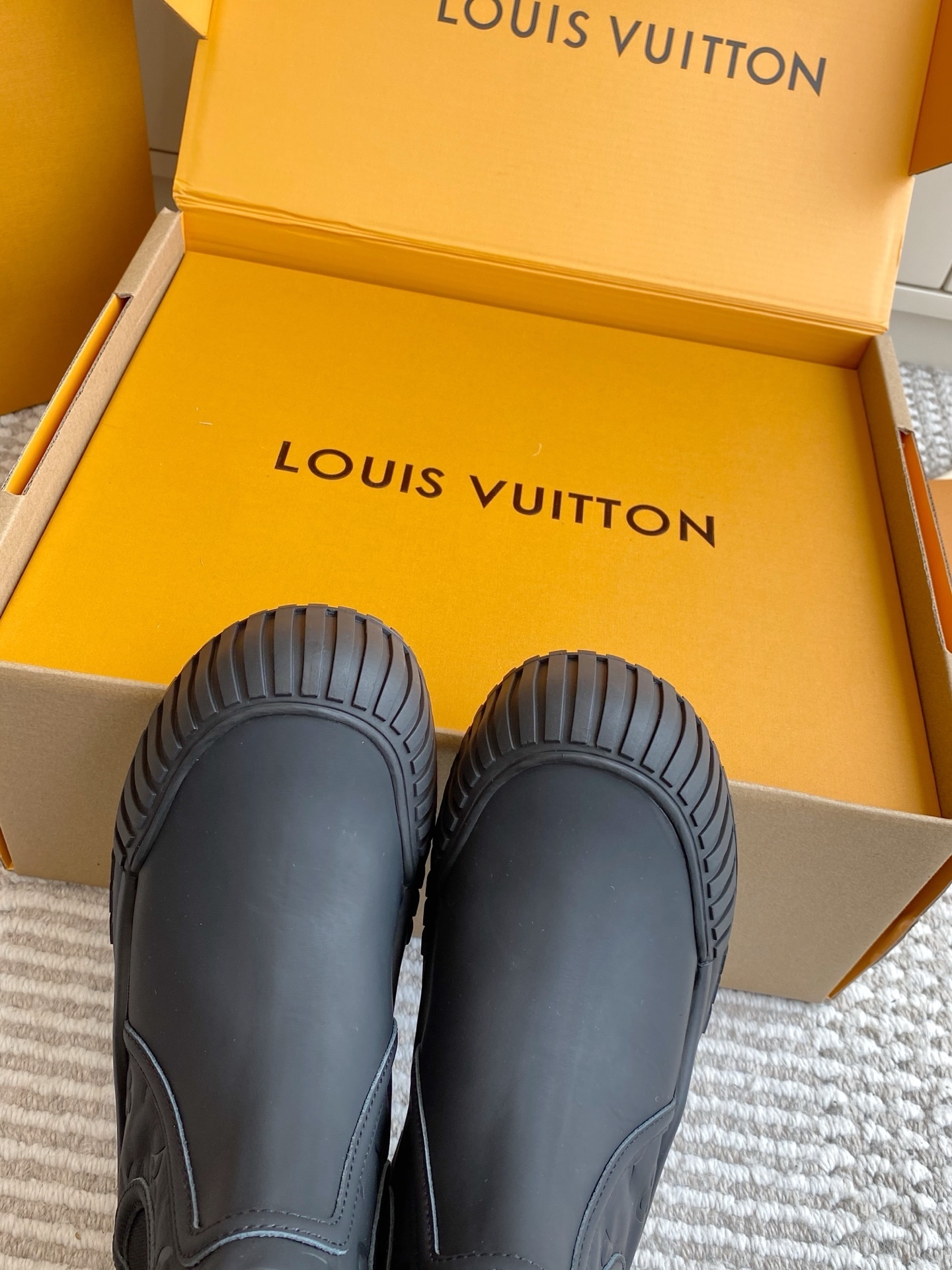 Louis Vuitton Territory Flat Half Boot Matte Black Monogram Rain Boots