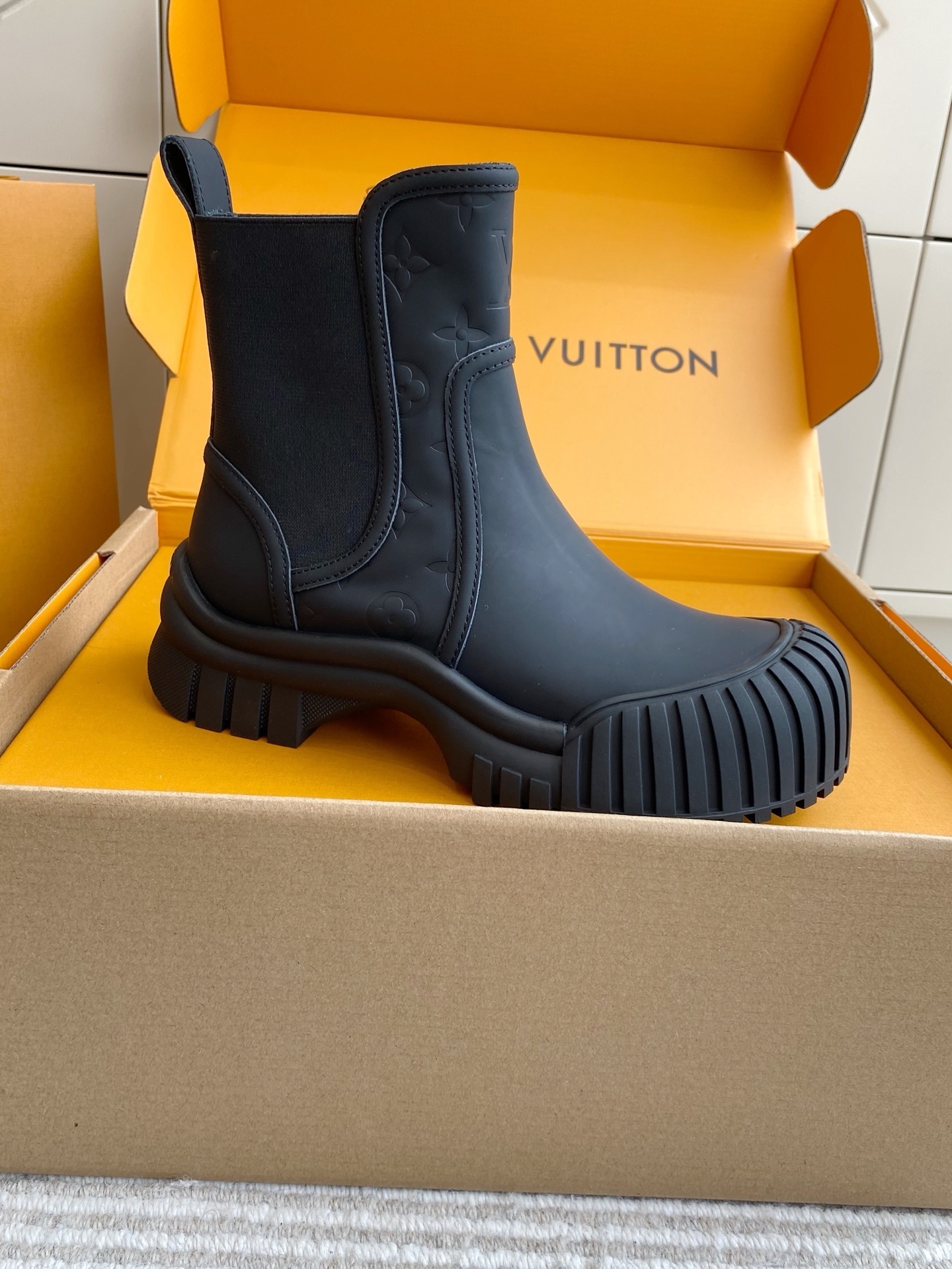 Louis Vuitton Territory Flat Half Boot Matte Black Monogram Rain Boots