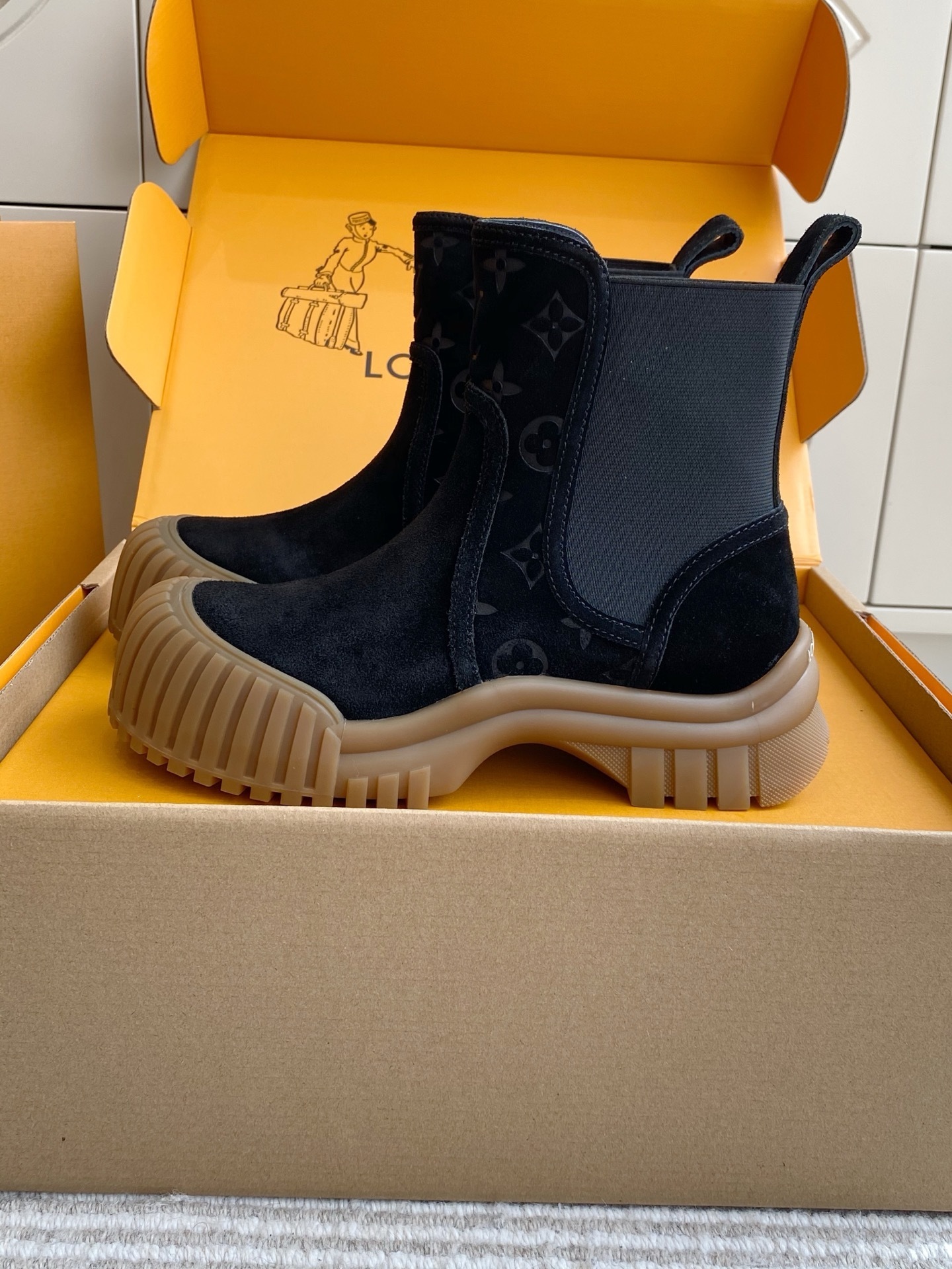 Louis Vuitton Ruby Flat Ankle Boots - Black Suede Luxury Footwear