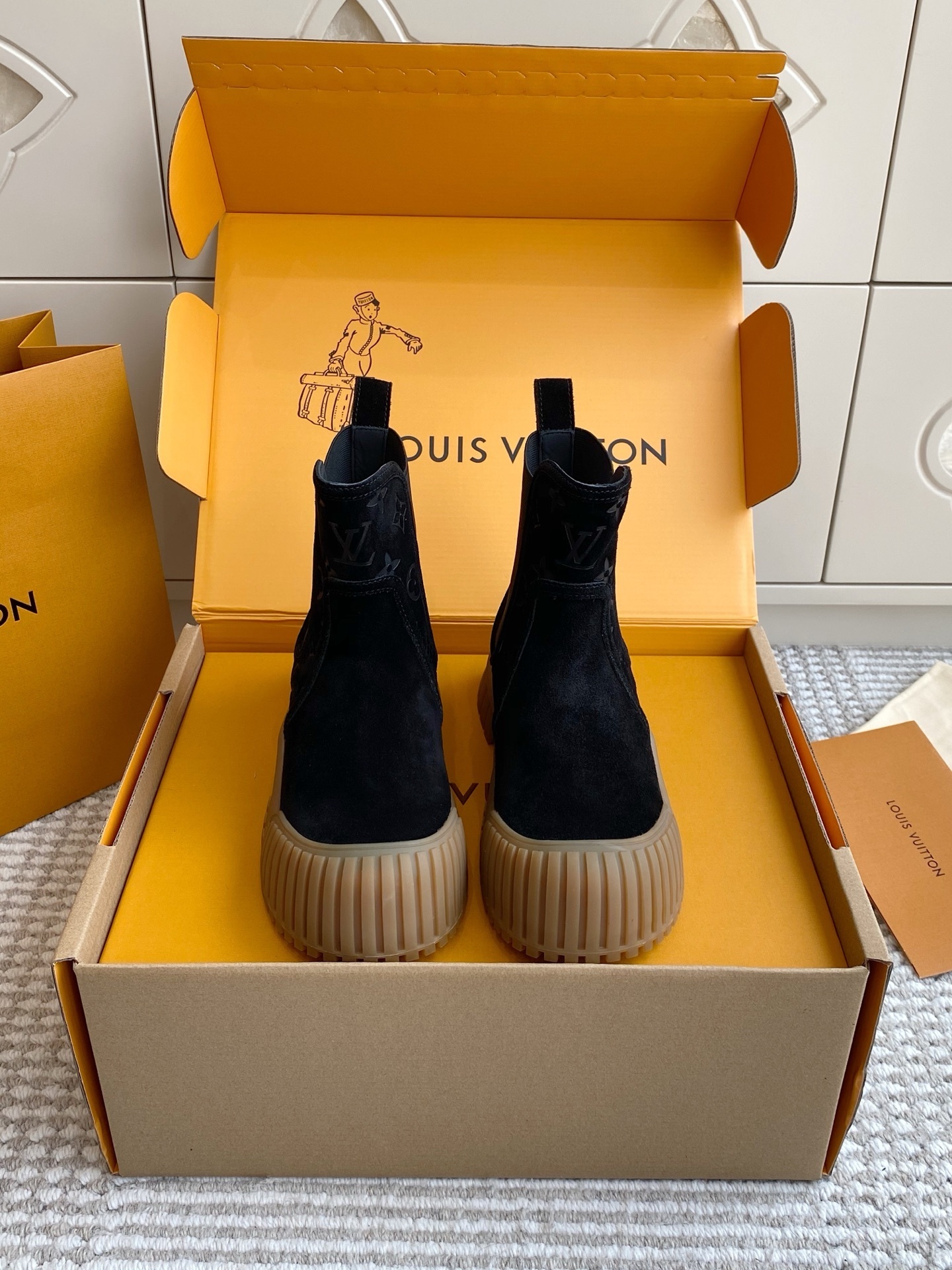 Louis Vuitton Ruby Flat Ankle Boots – Black Suede Luxury Footwear