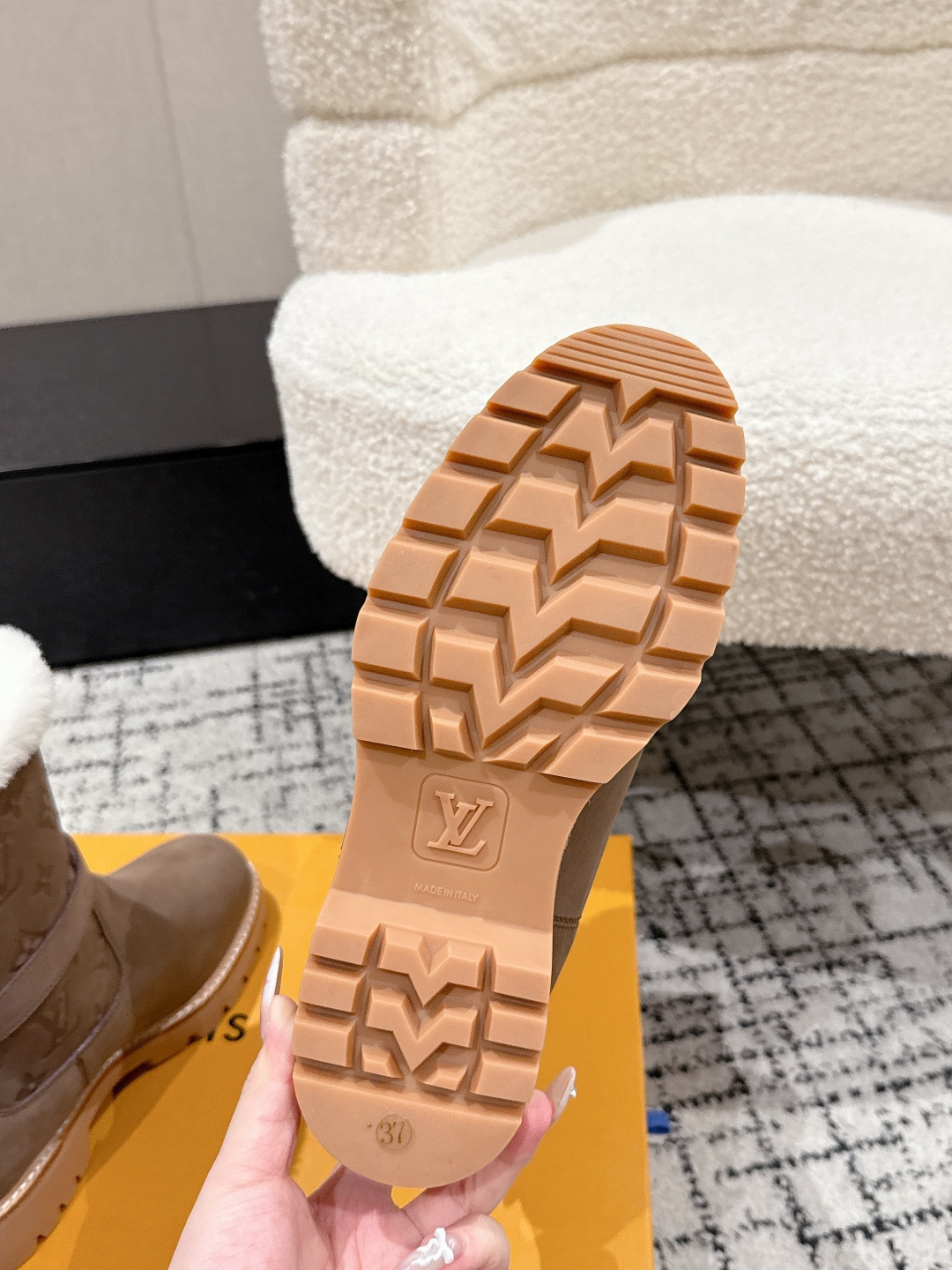 Louis Vuitton Monogram Shearling Winter Boots - Taupe Suede