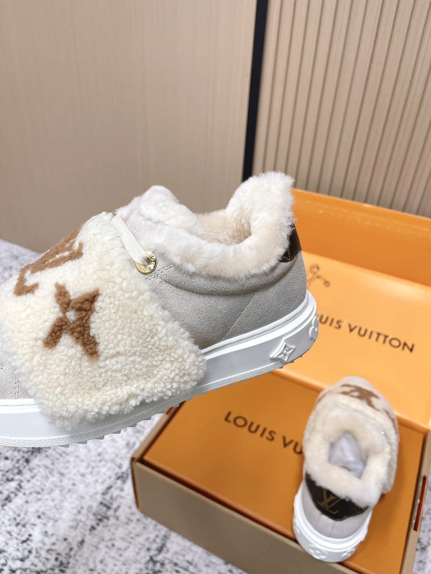 Louis Vuitton Monogram Shearling Sneakers - Luxury Winter Footwear