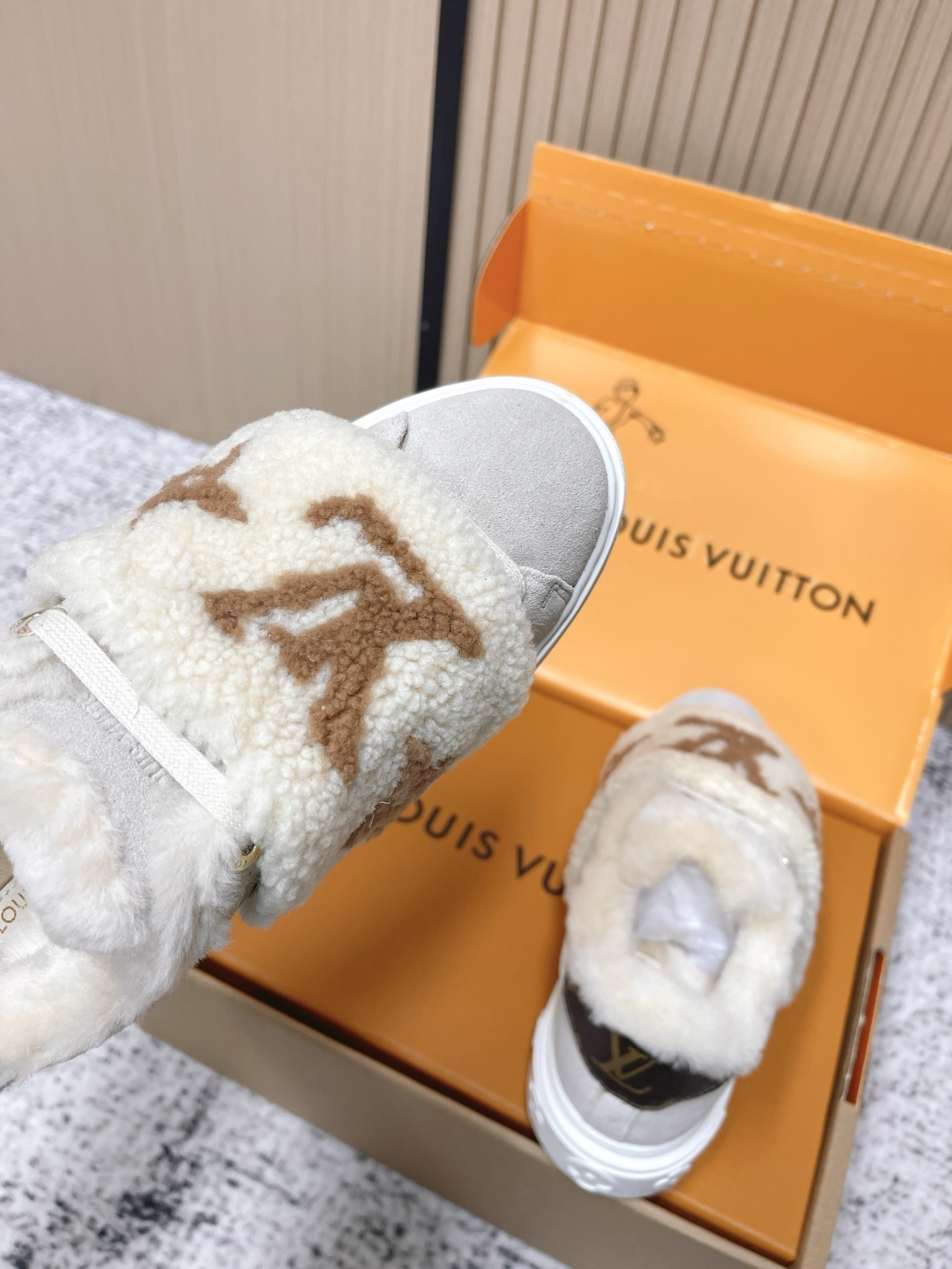 Louis Vuitton Monogram Shearling Sneakers - Luxury Winter Footwear