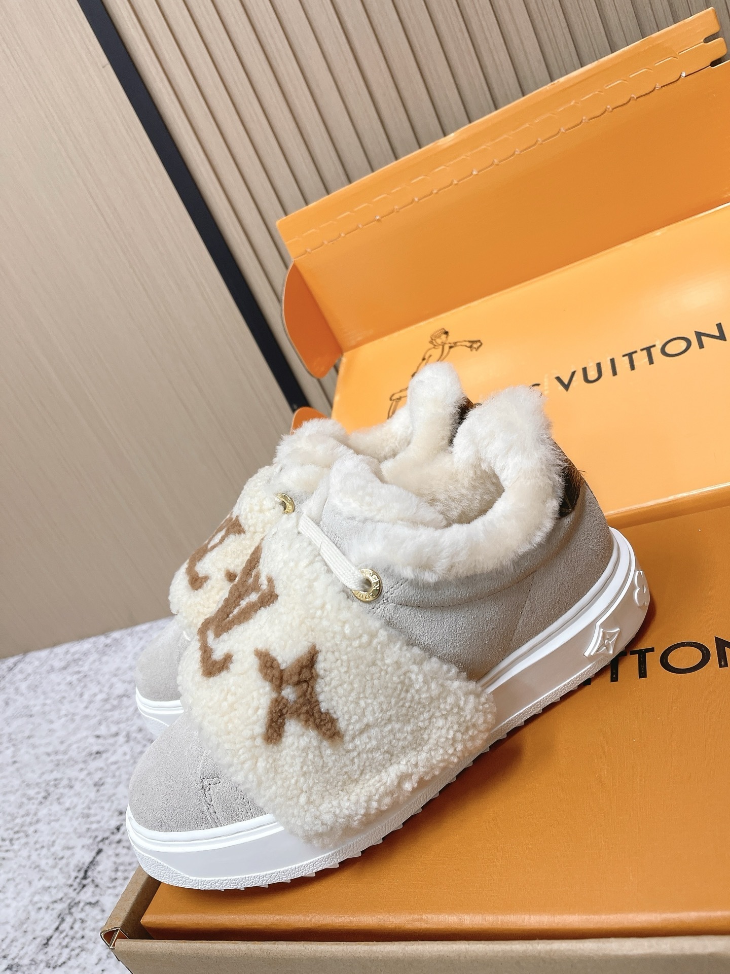 Louis Vuitton Monogram Shearling Sneakers - Luxury Winter Footwear
