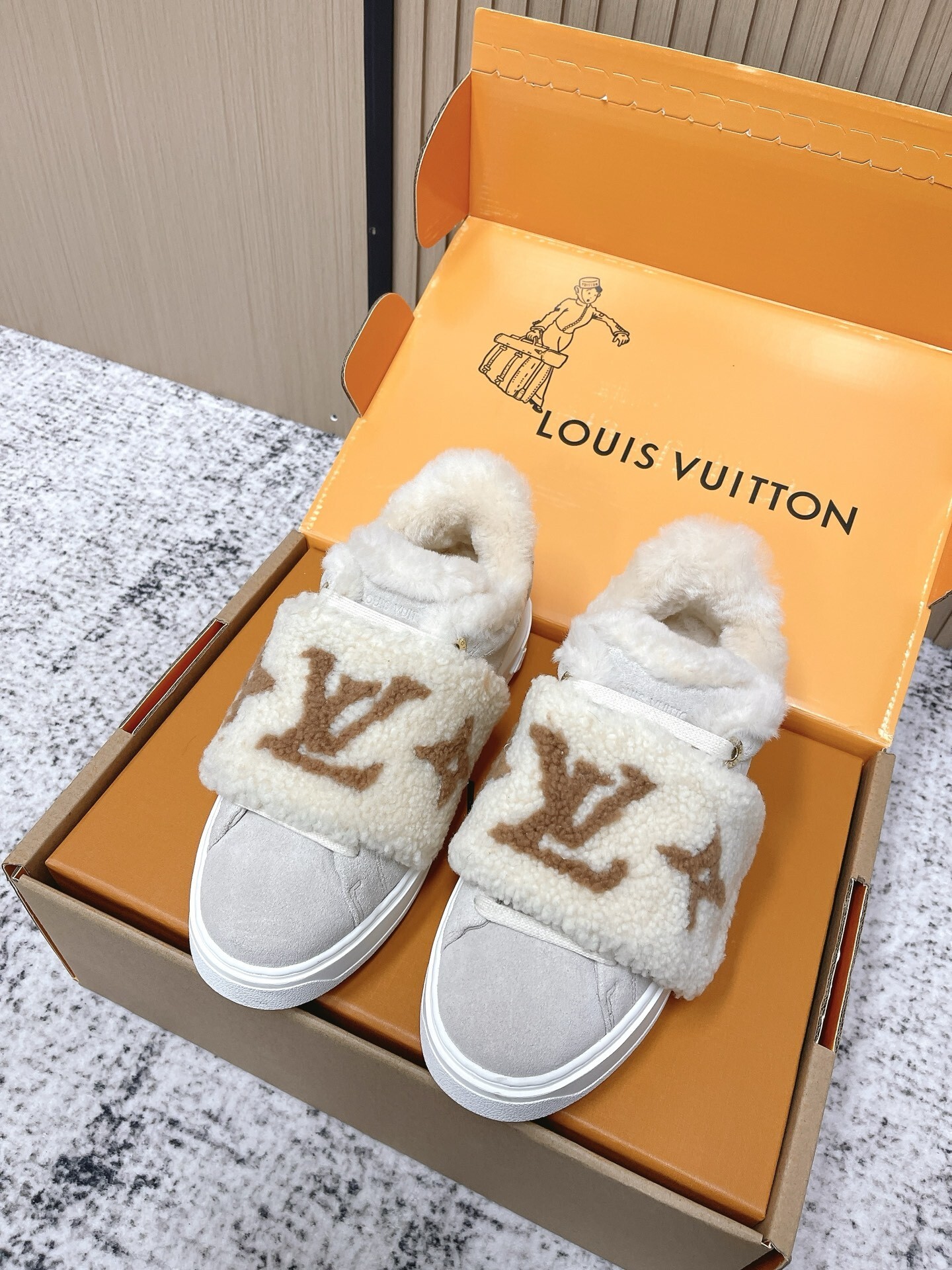 Louis Vuitton Monogram Shearling Sneakers – Luxury Winter Footwear