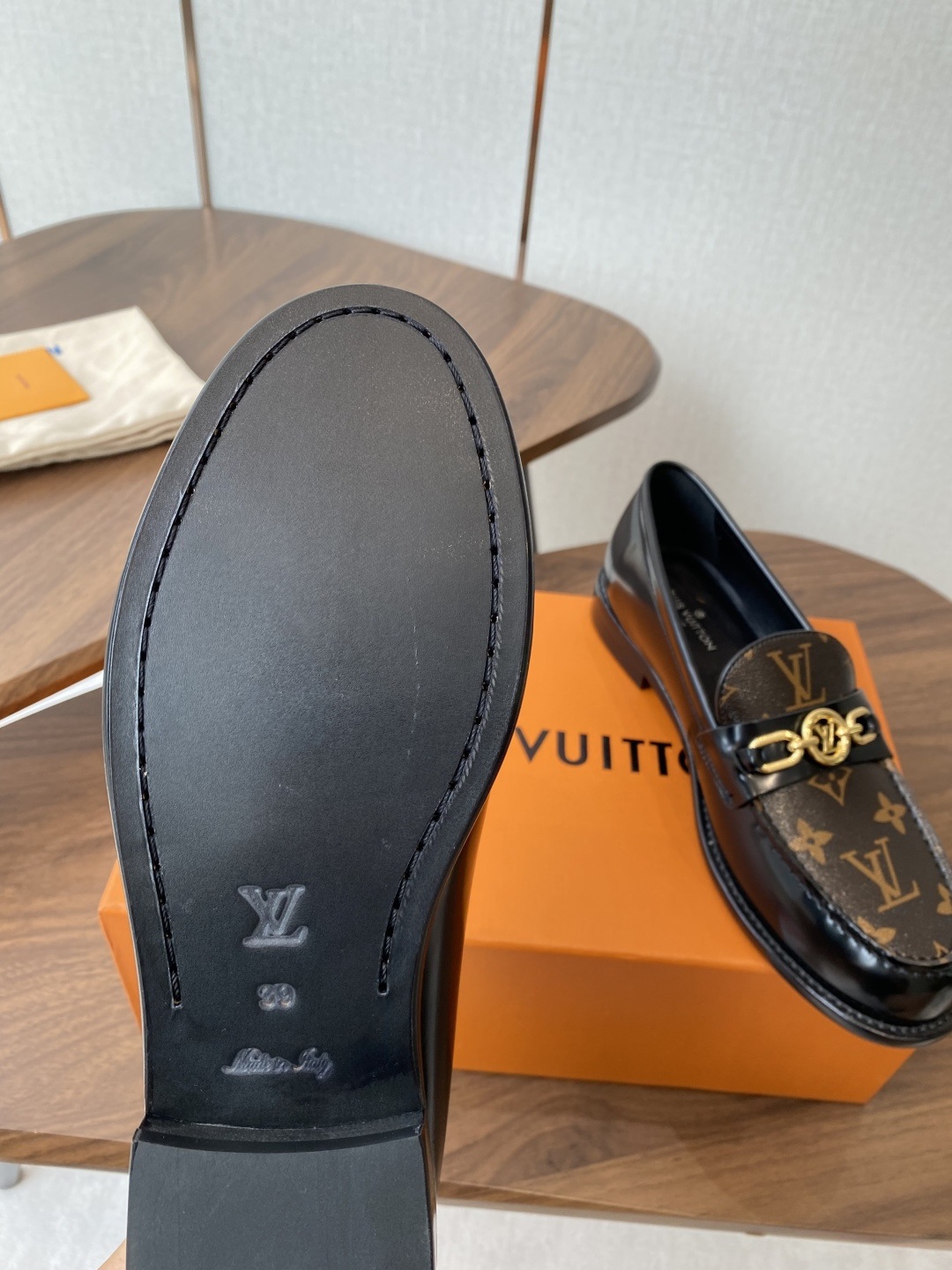 Louis Vuitton Academy Loafers in Monogram Canvas and Black Leather