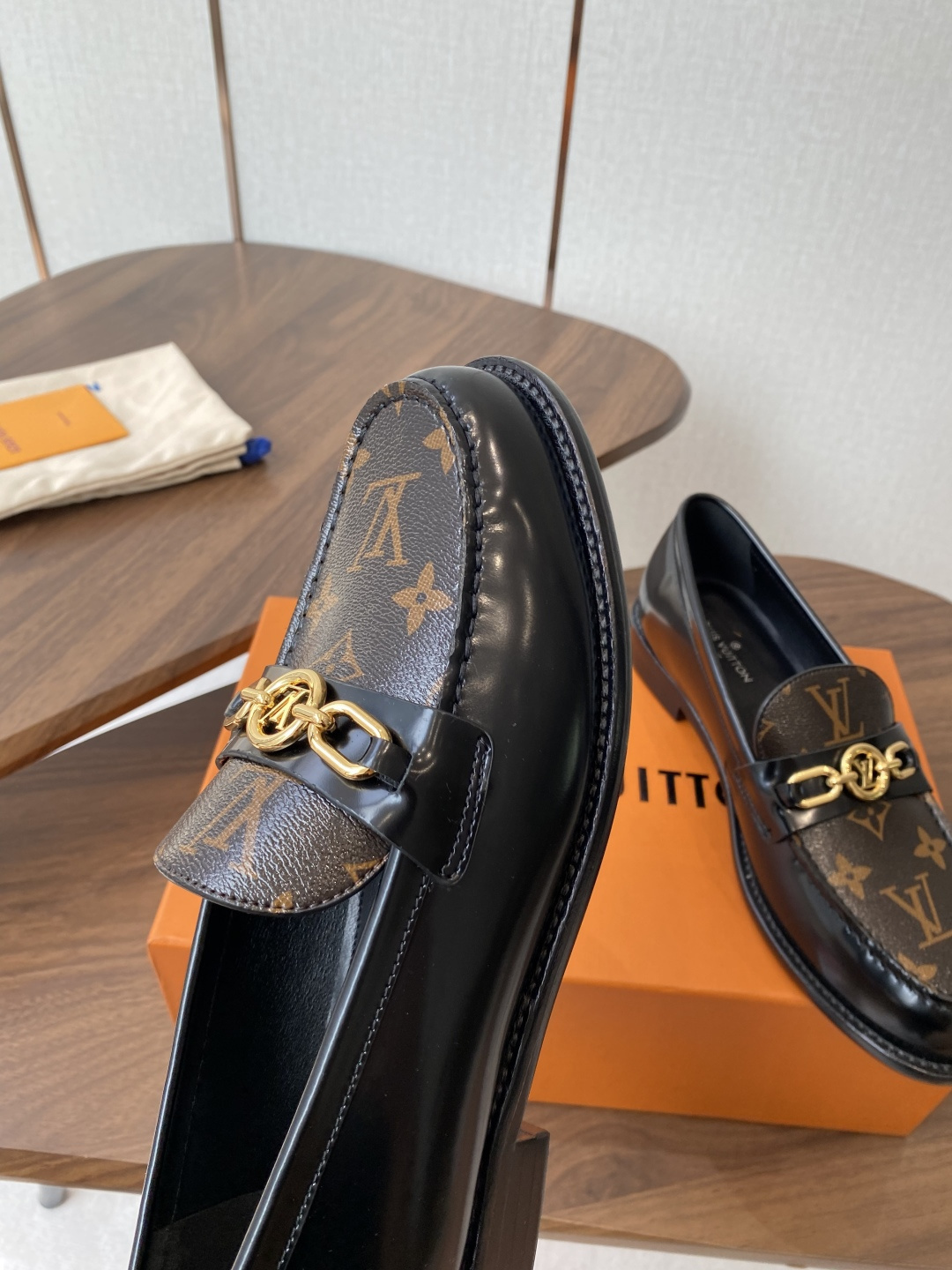 Louis Vuitton Academy Loafers in Monogram Canvas and Black Leather