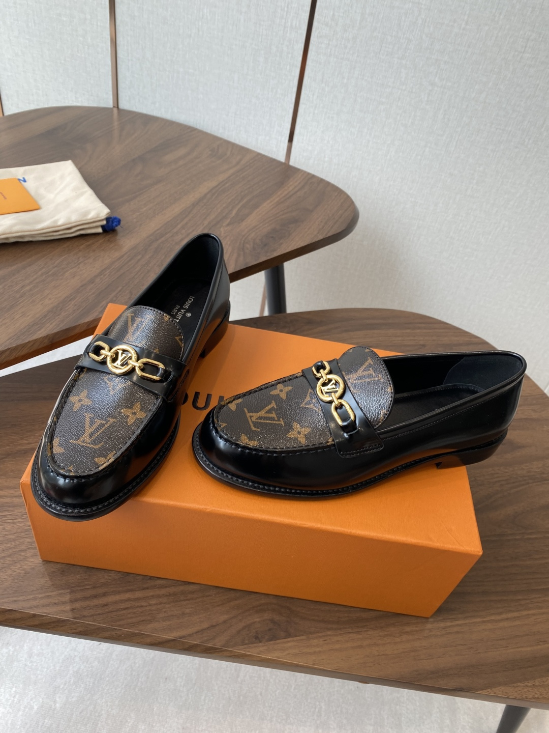 Louis Vuitton Academy Loafers in Monogram Canvas and Black Leather