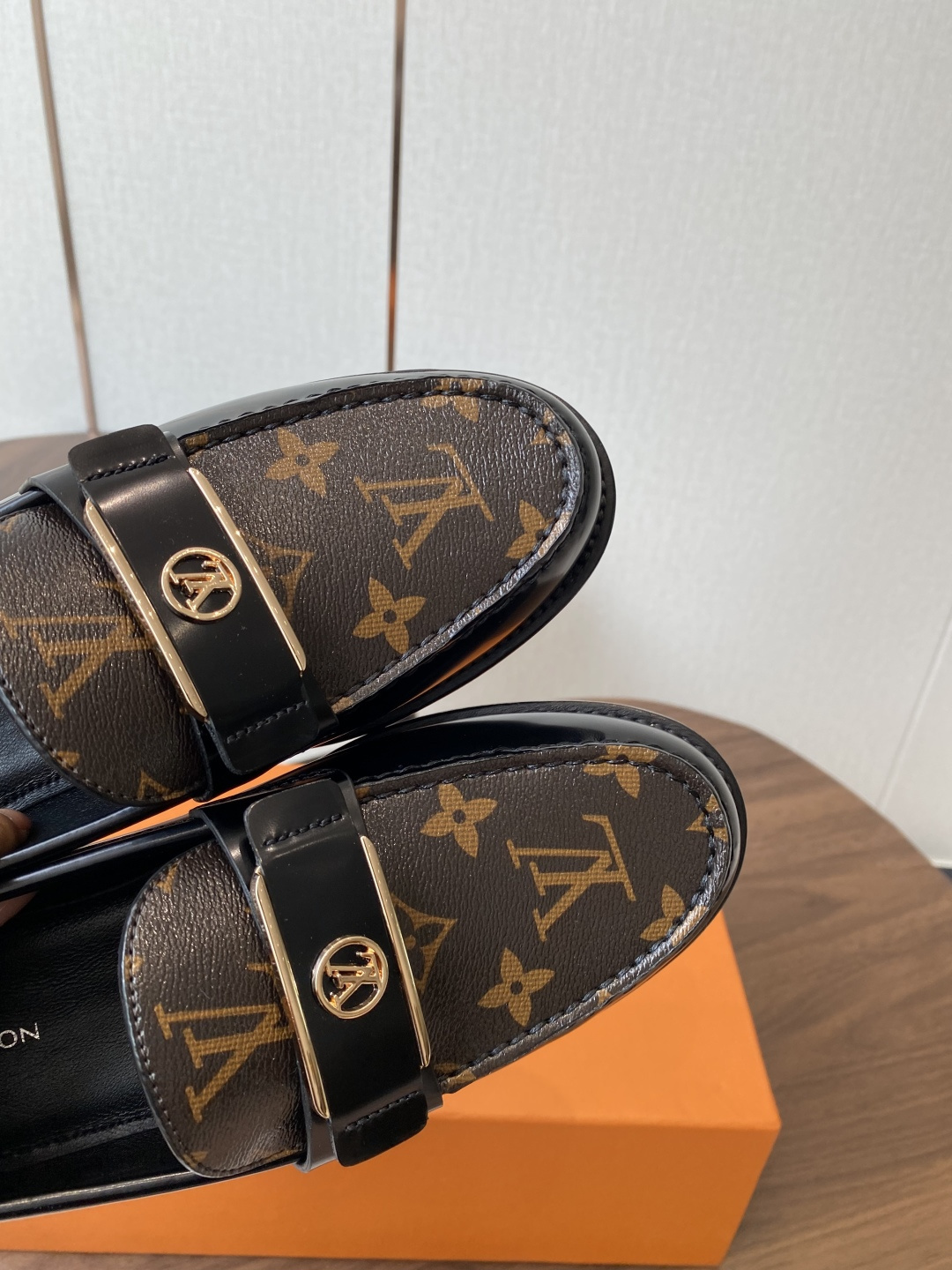 Louis Vuitton Monogram Canvas and Black Leather Loafers