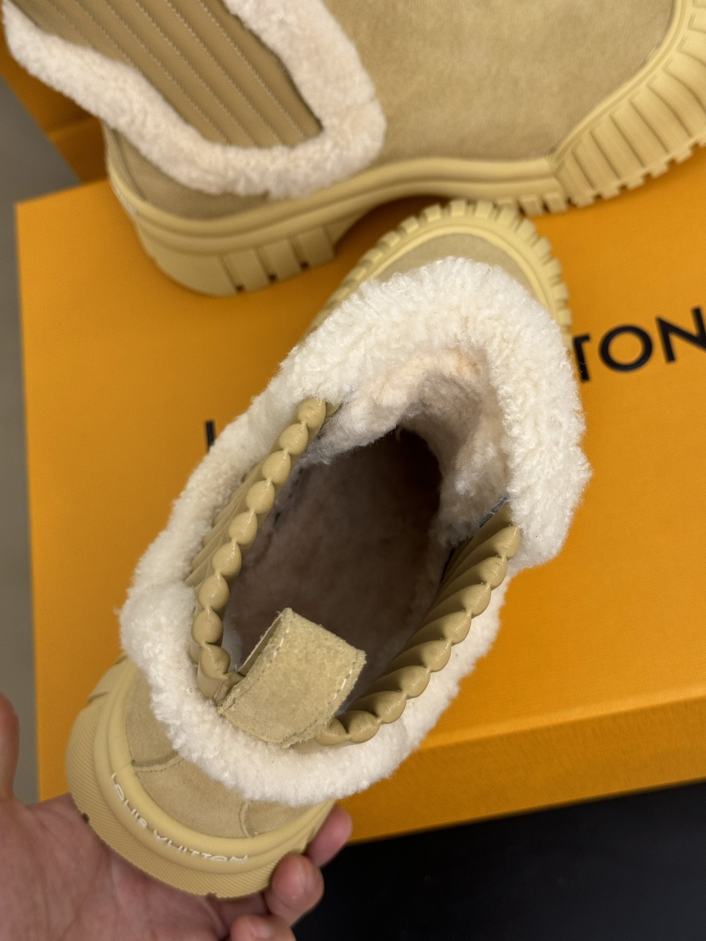 Louis Vuitton Beige Suede & Shearling Flat Ankle Boots - Luxury Winter